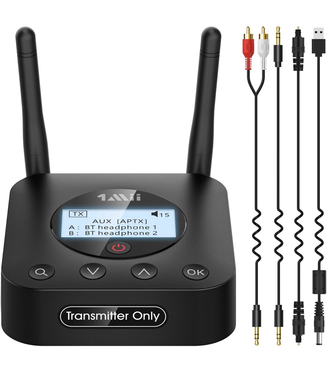 1Mii B06TX+ Bluetooth 5.2 Long Range Transmitter for TV/PC w/ Screen Display…