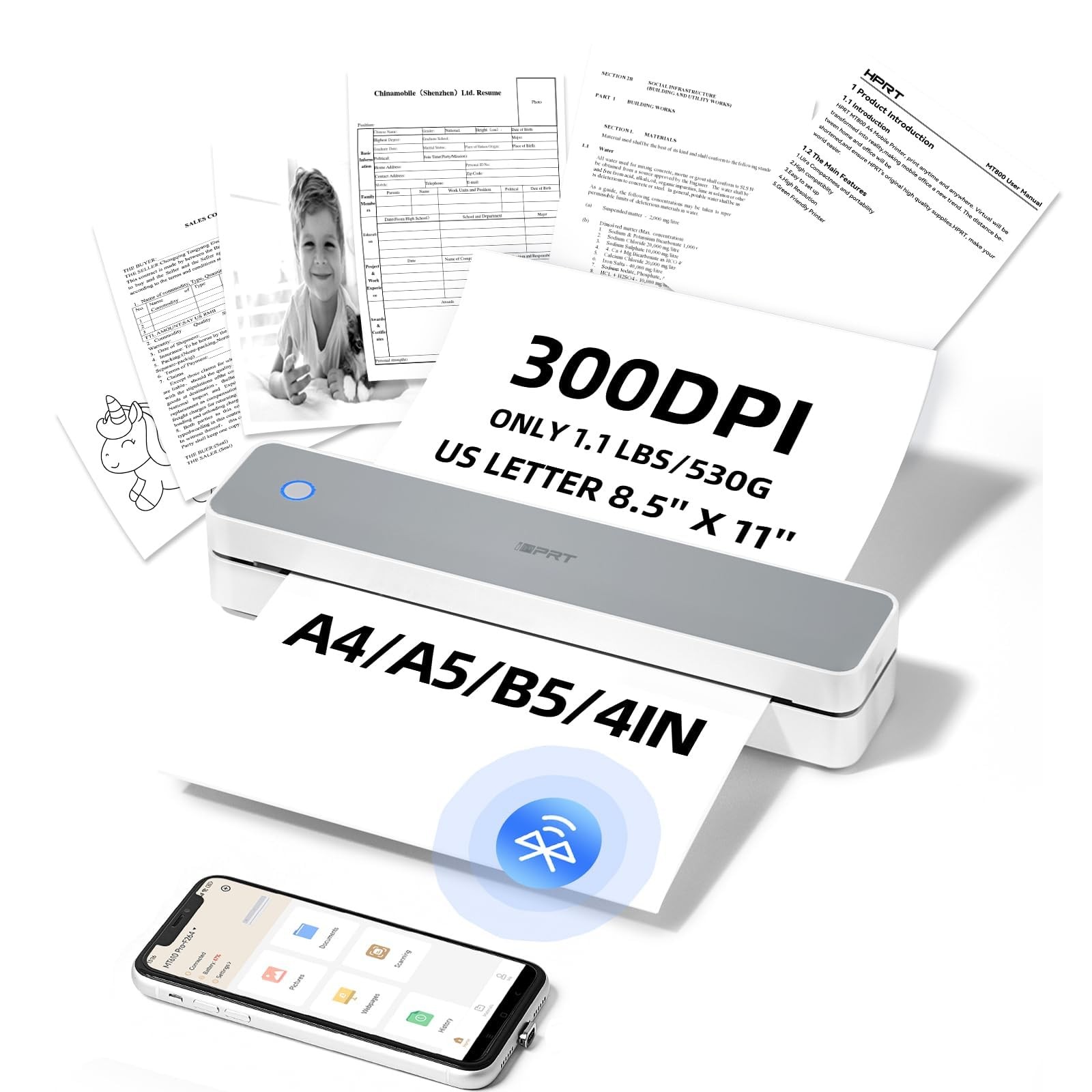 iDPRT Portable Thermal Printer Wireless for Travel, Inkless Small Mini, Grey