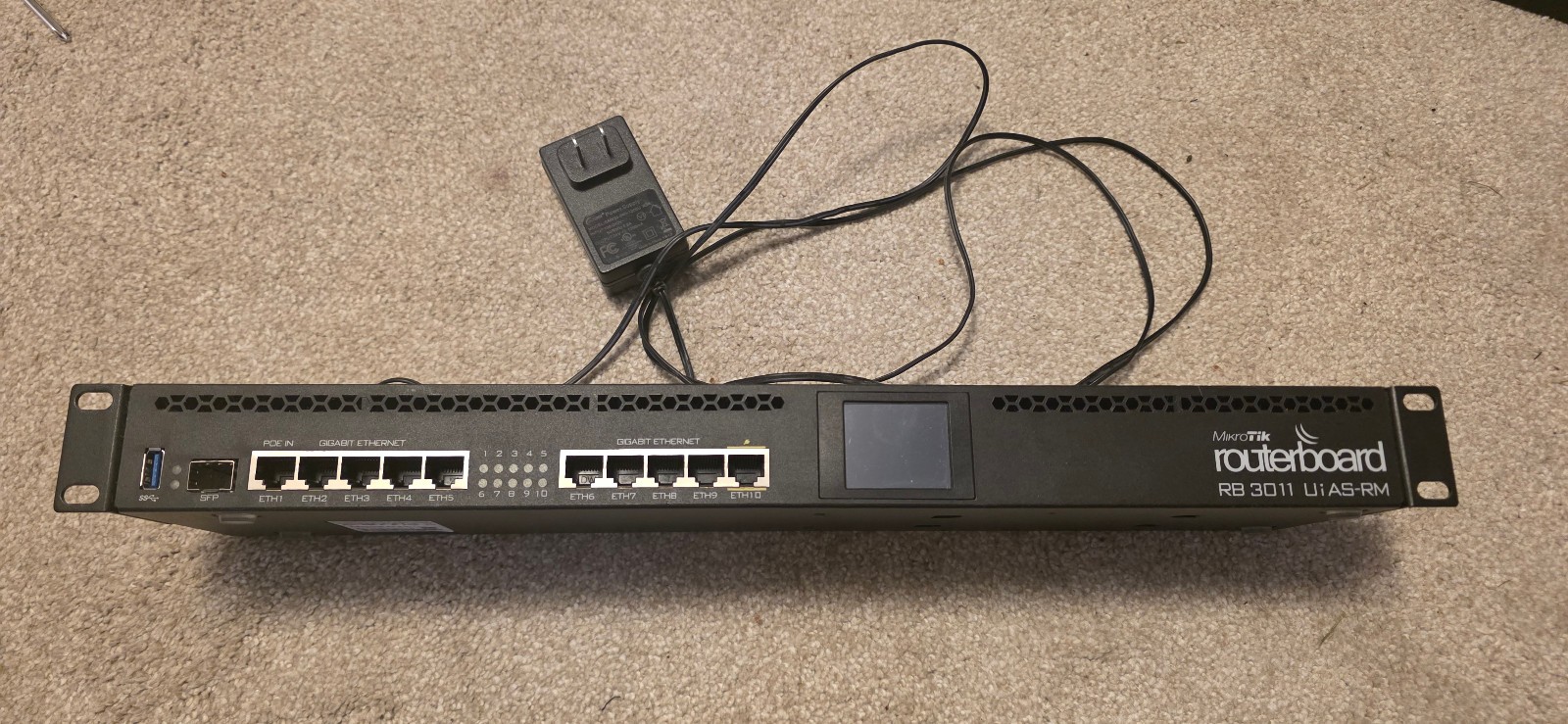 MikroTik RB3011UiAS-RM RouterBoard Rackmount Router - Tested Working w/ Power