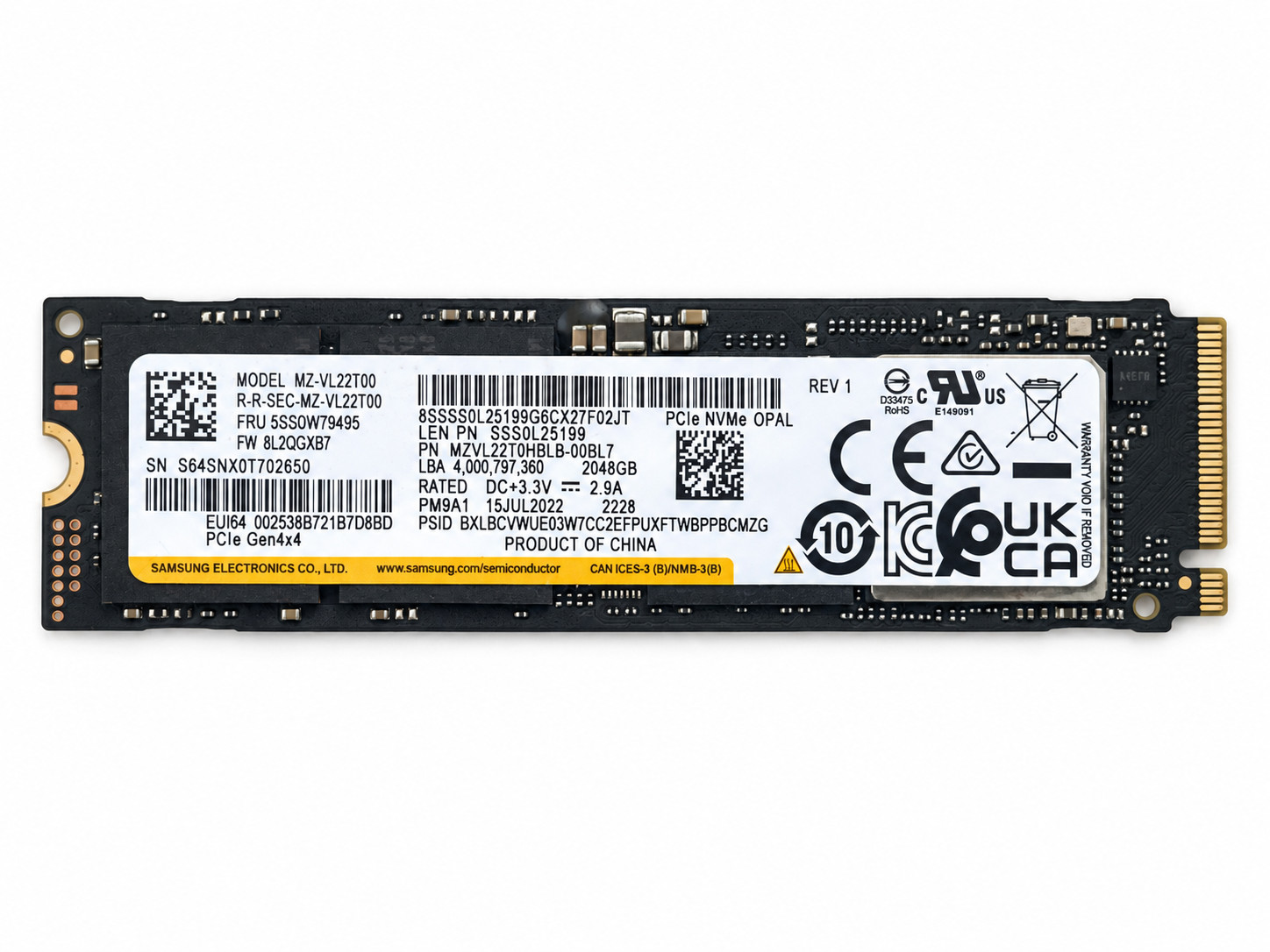 Samsung 2TB SSD PM9A1, 980 Pro OEM 7000 MB/s, PCIe 4.0 Gen4x4 NVMe M.2✓WARRANTY