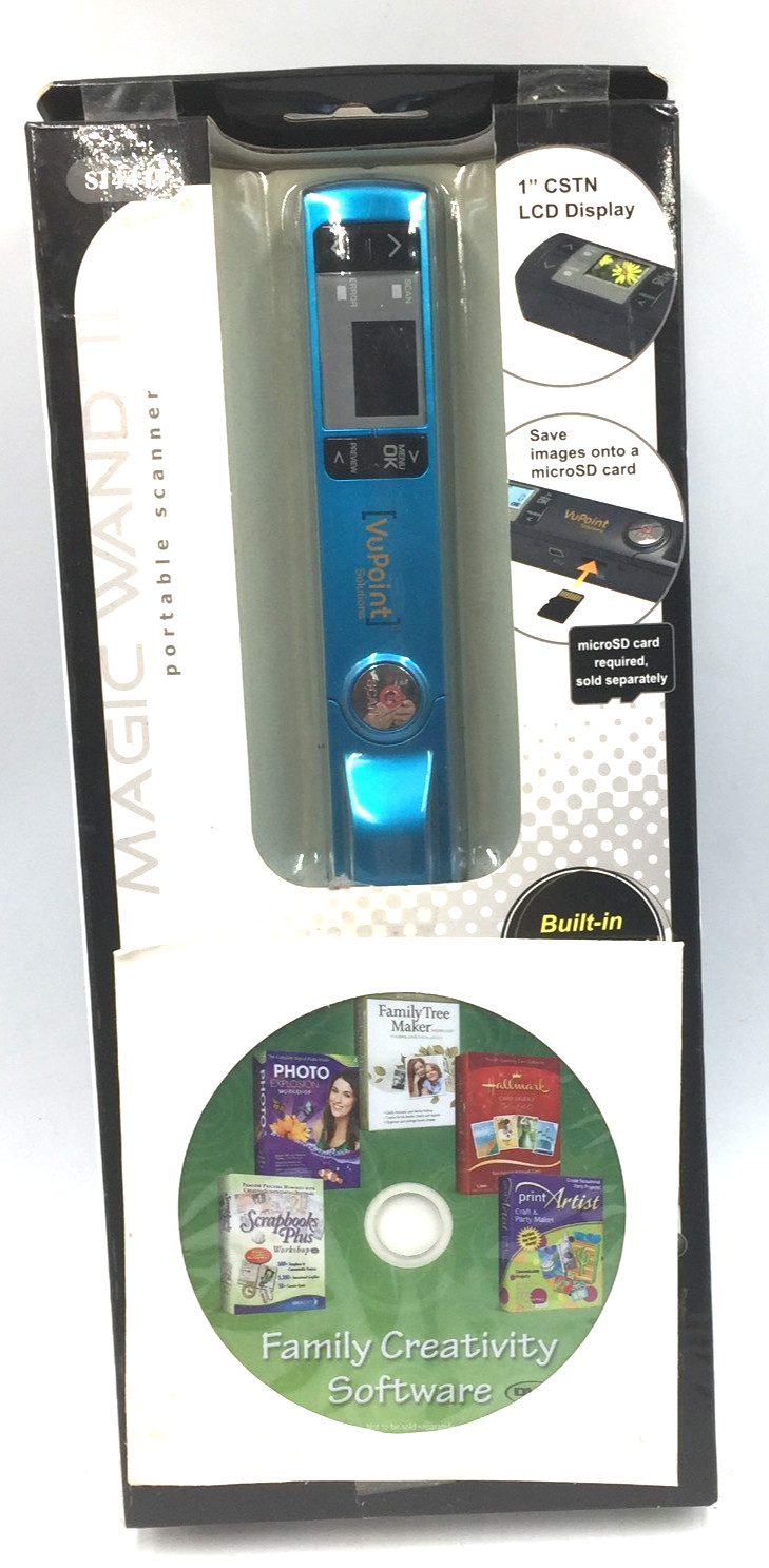 VU POINT MAGIC WAND II Blue Portable Scanner New Sealed Box + CD/DVD