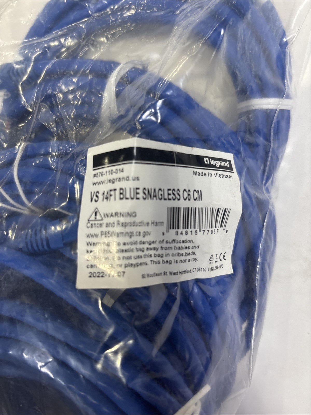 QUIKTRON (LEGRAND) Value Series™ Cat 6 Booted Patch Cord, 14 ft., Blue (Qty 5)