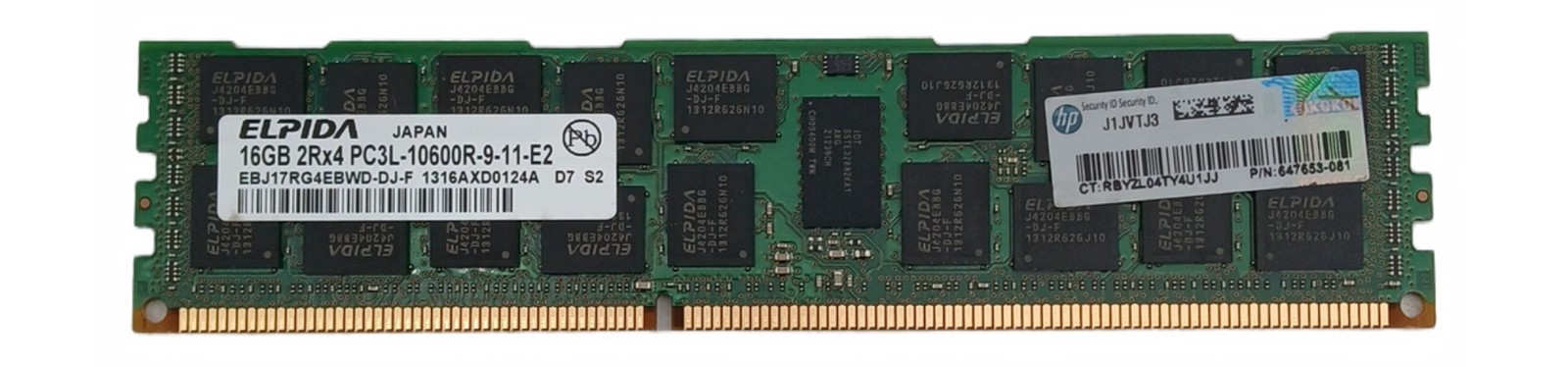Elpida 16GB 2Rx4 PC3L-10600R DDR3 ECC REG Server RAM HMA42GR7AFR4N-UH