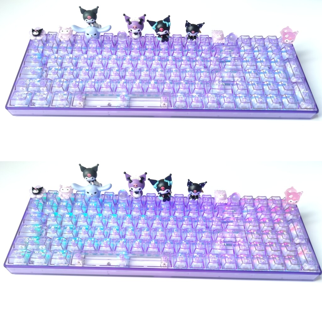 Kuromi Mechanical Keyboard 100 Keys Wireless Bluetooth Transparent Translucent