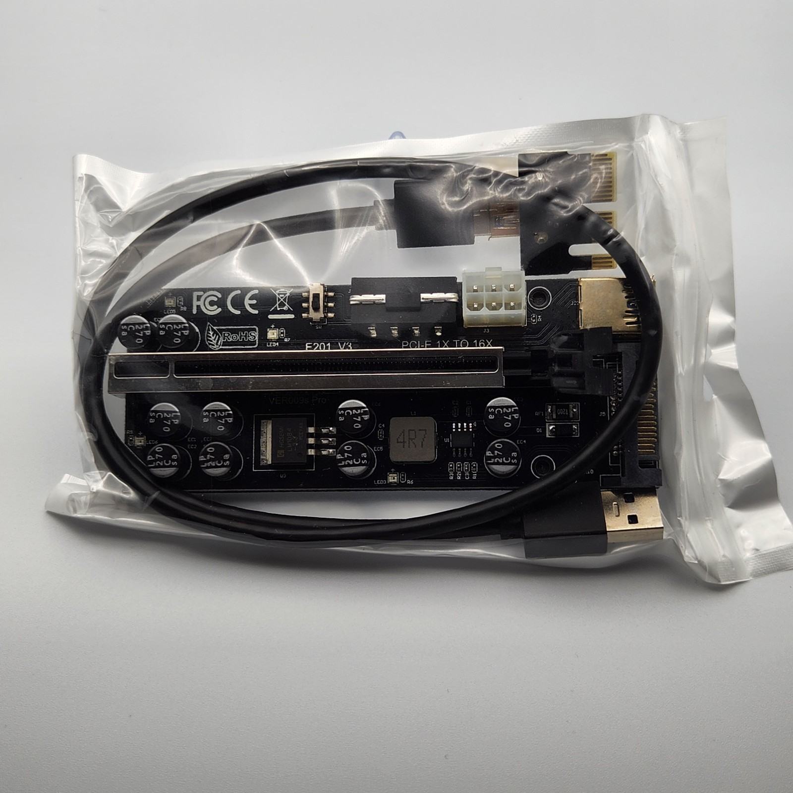 V009s Pro PCIe Riser, GPU Riser Card for Crypto Mining 16X to 1X