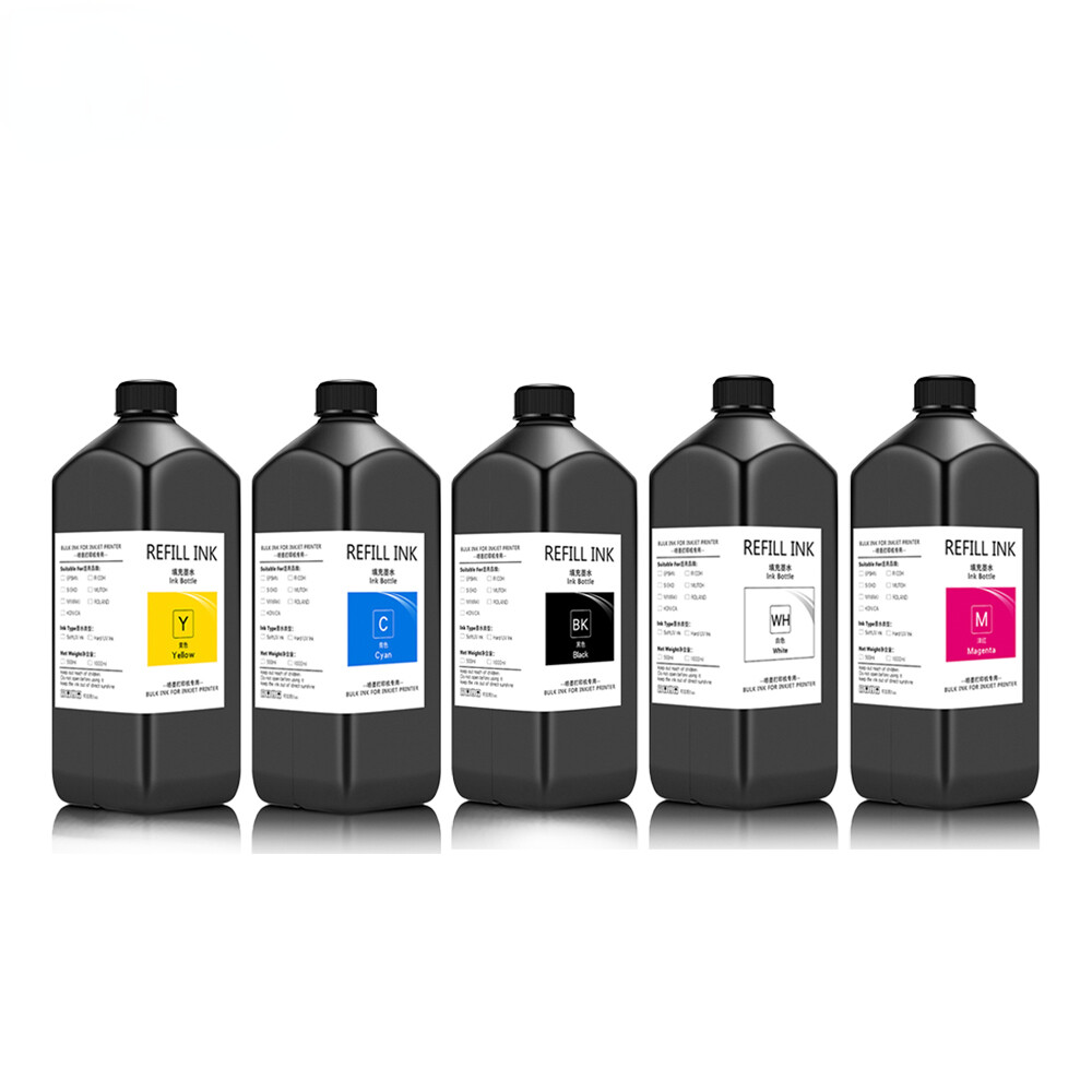 5 Colors 1000ML Hard Soft UV Ink For UV LED Flatbed Inkjet Printer 