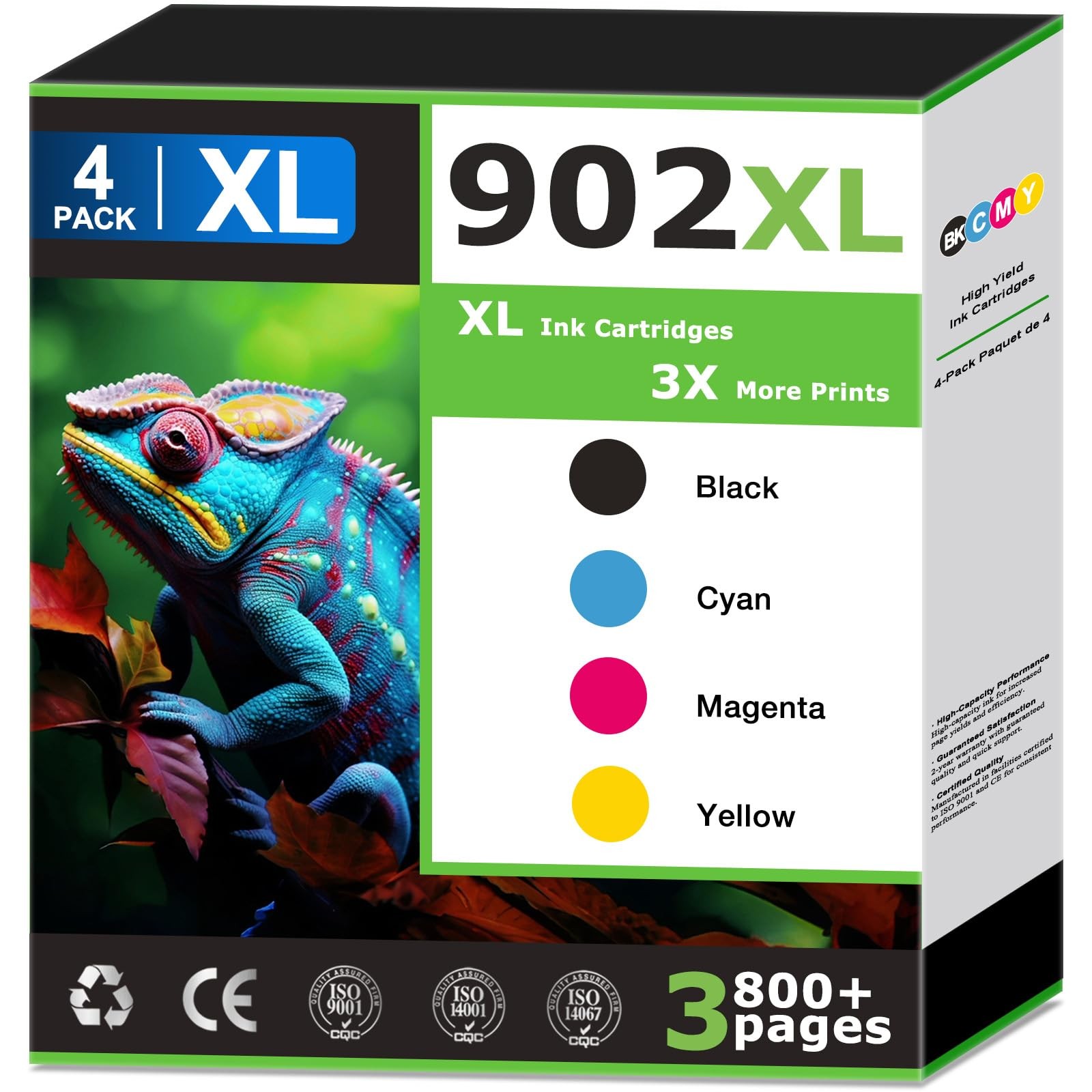 Replacement 902XL Ink Cartridges Combo Pack for HP OfficeJet Pro- Open Box