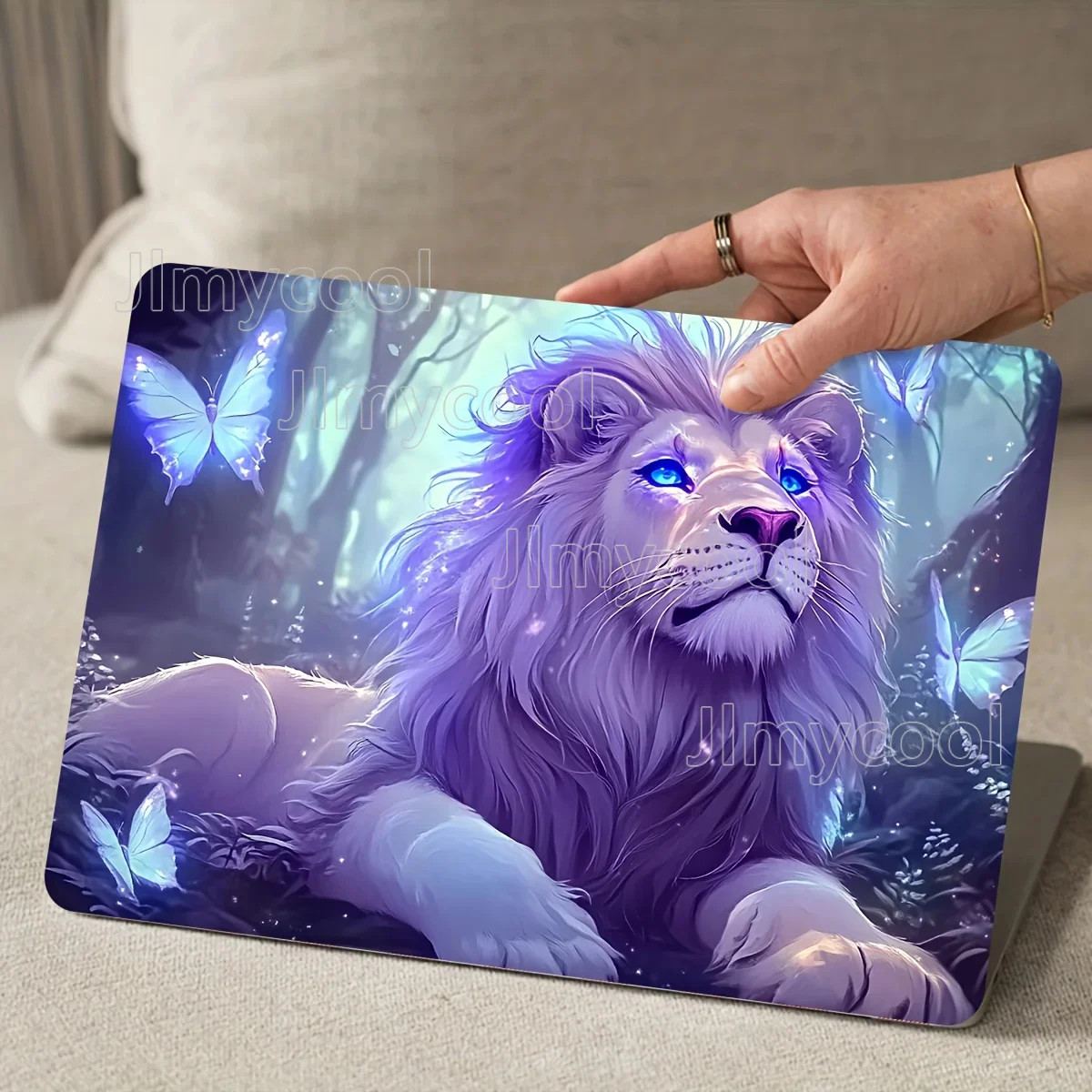 2X Lion Art Vinyl Laptop Skin Sticker Decals Majestic Blue Eyes Butterfly Design