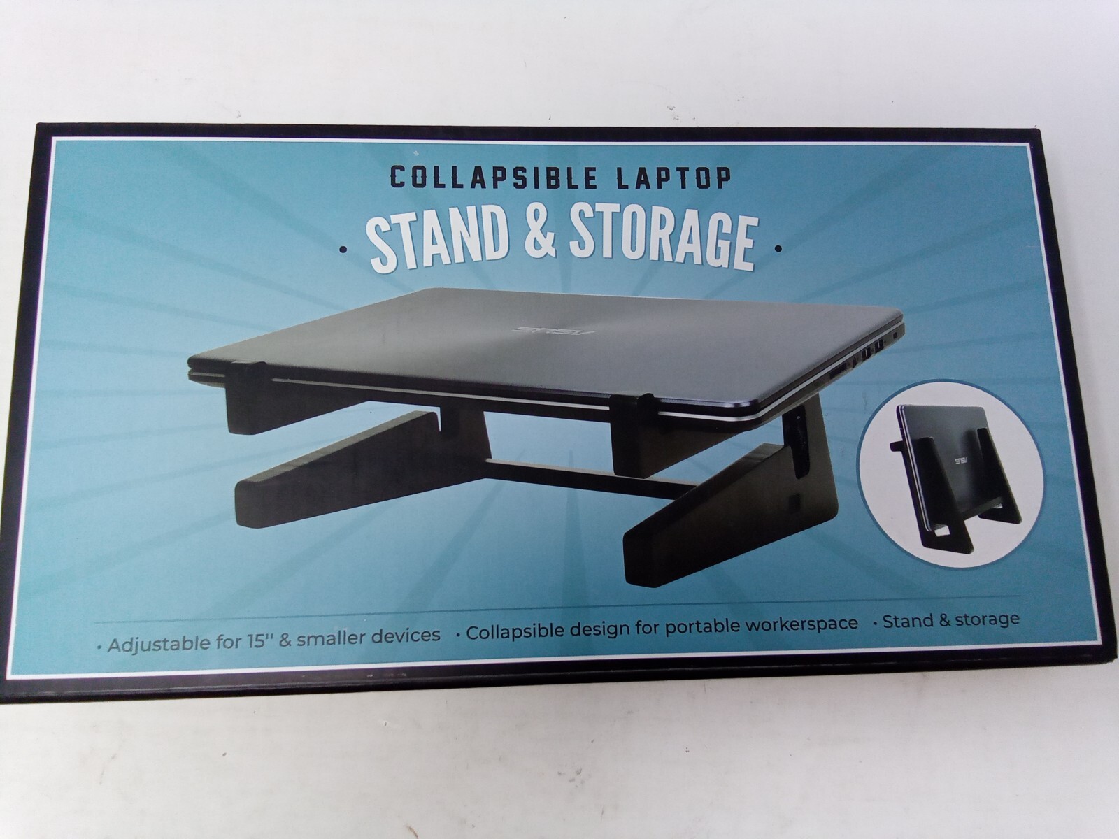 Collapsible Laptop Stand & Storage-Adjustable for 15" & Smaller Devices-NEW