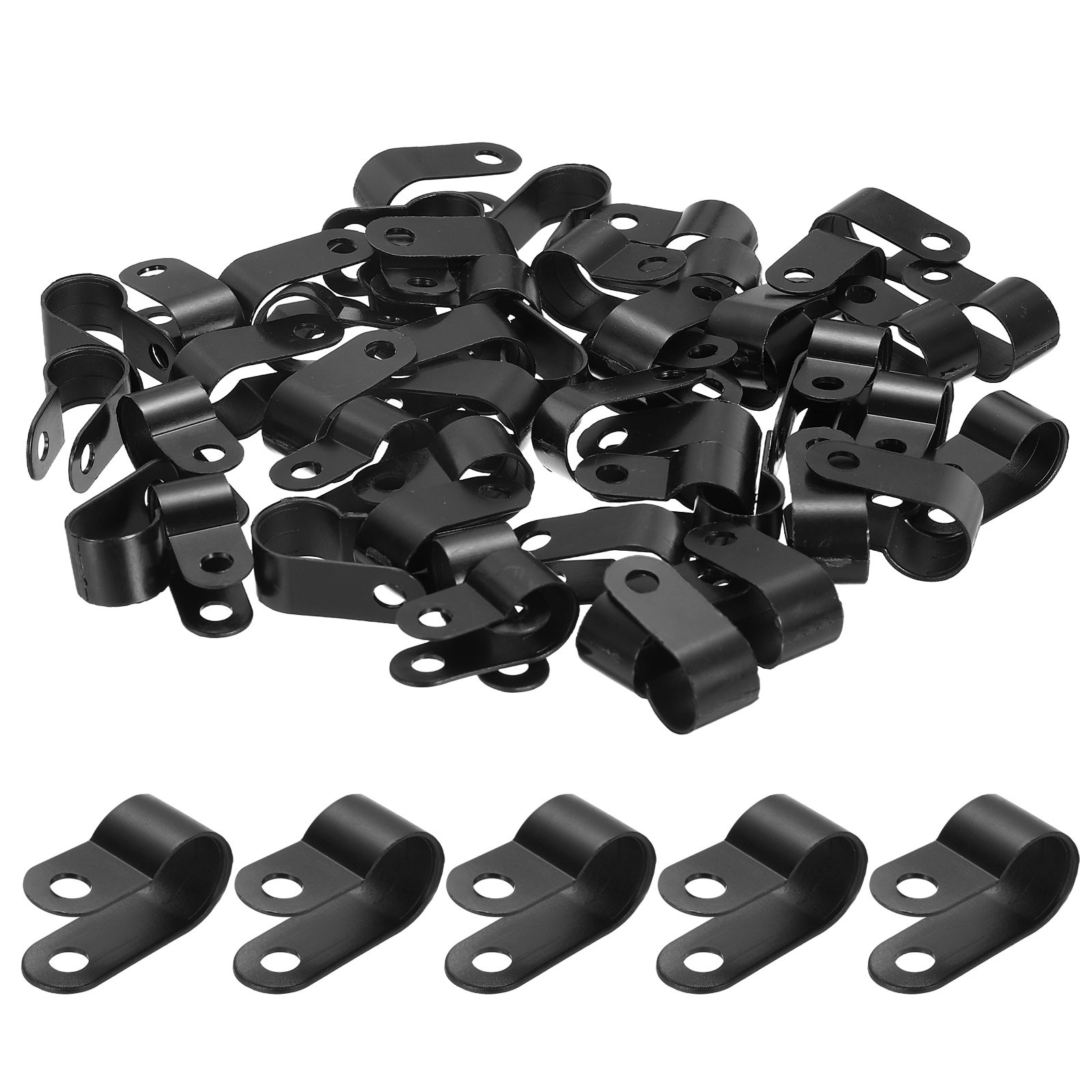Nylon Plastic Cable Clamps 3/8 Inch, 100 Pcs R-Type Cable Clips, Black