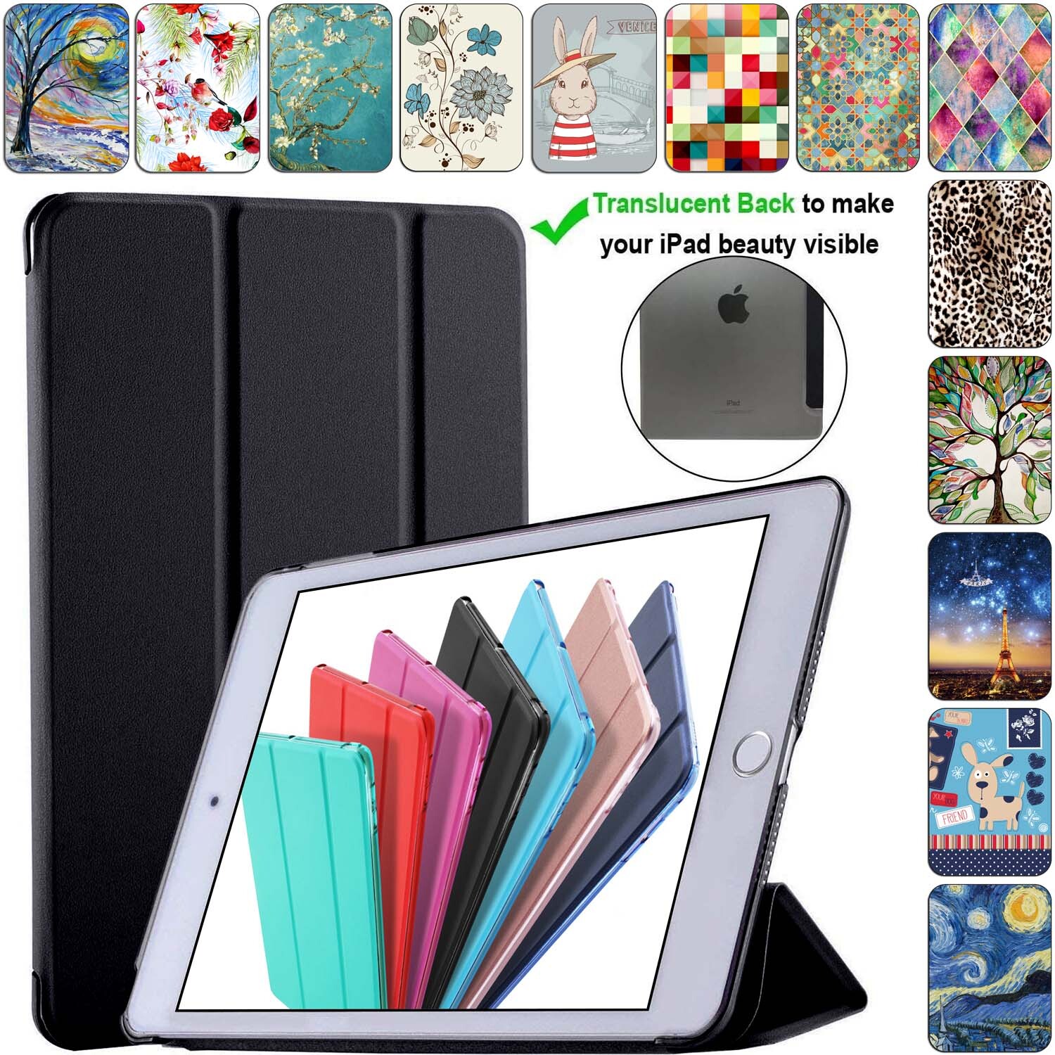iPad 10.2" 9th 8th 7th Gen 10.9 Pro 9.7 11 10.5 Sleep/Wake PC Cover Night Sky