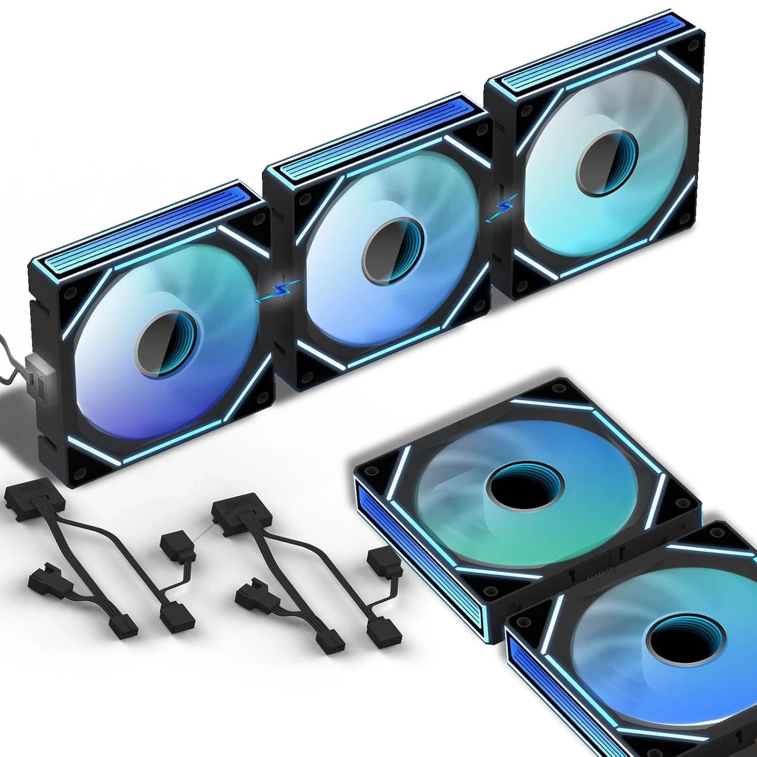 Daisy Chain Case Fan:5 Pack 120Mm PC RGB Fans Computer Case Fans, 5V 3-PIN Conne