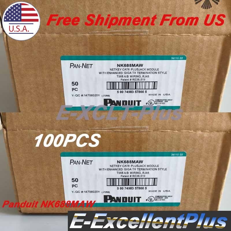 100PCS For Panduit NetKey NK688MAW Cat6 Keystone Jack Blue Module 