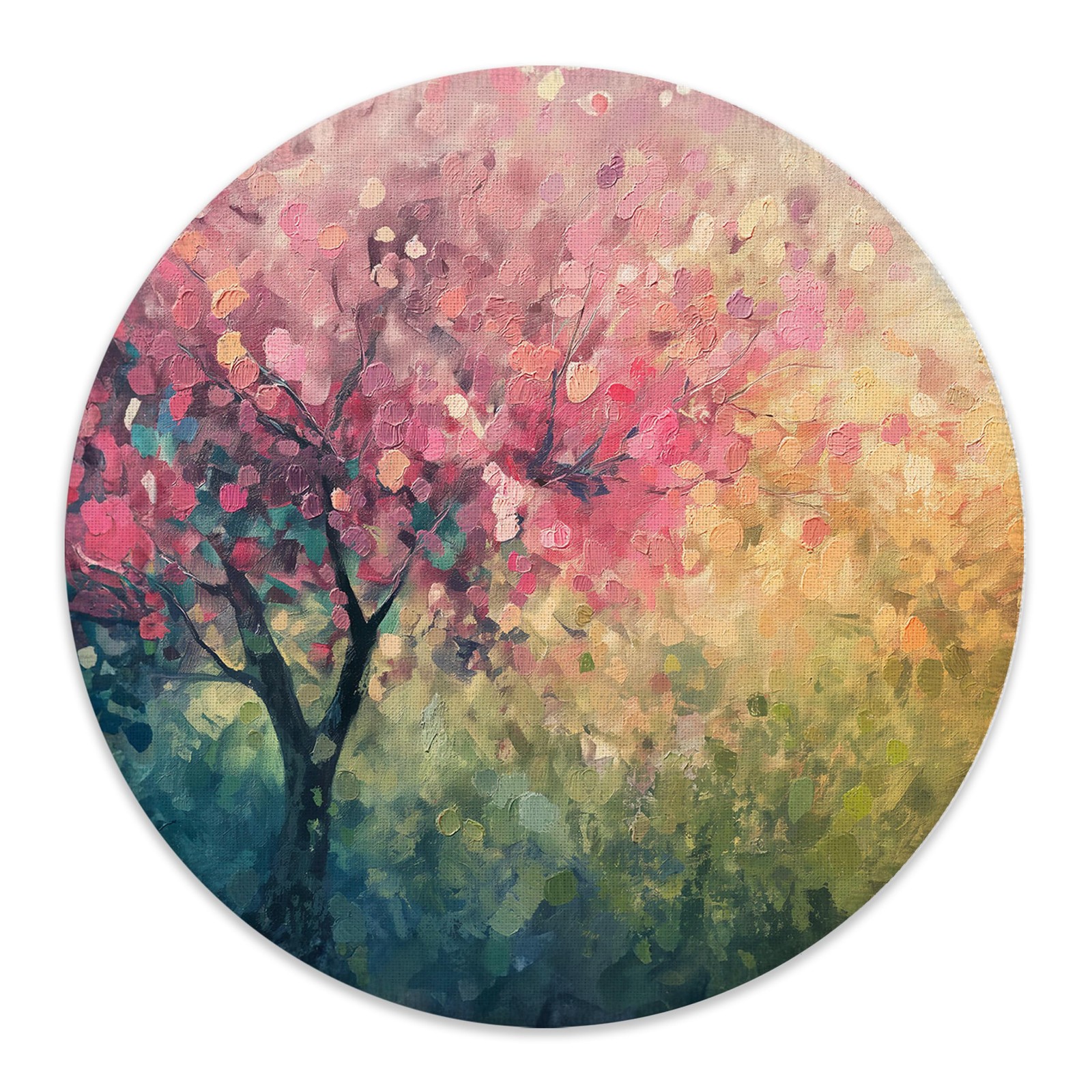 Abstract Pink Floral Tree Mouse Pad Impressionism Spring Mat 7.9x7.9 Inch