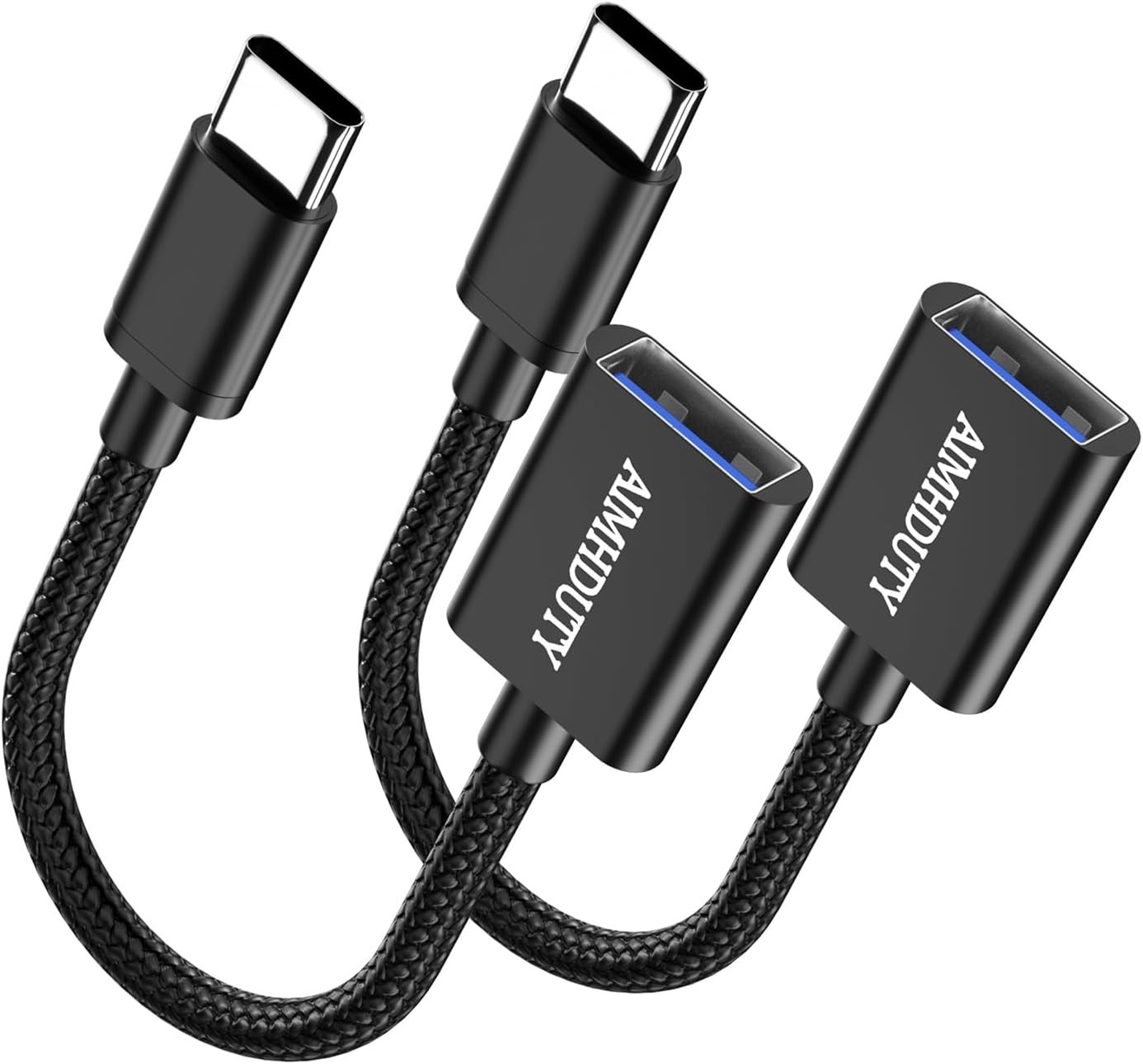USB C to USB Adapter Nylon Braided Aluminum Shells for iPhone MacBook Samsun 2Ps