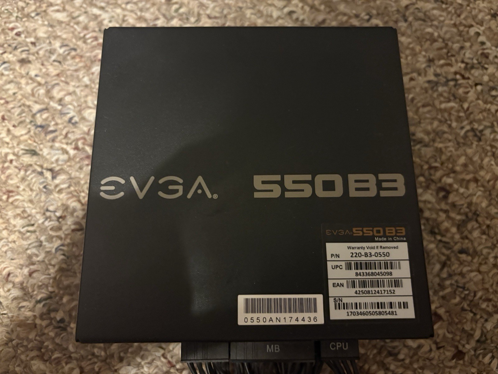 EVGA 550 B5, 80 Plus BRONZE 550W, Fully Modular, EVGA W/Cables