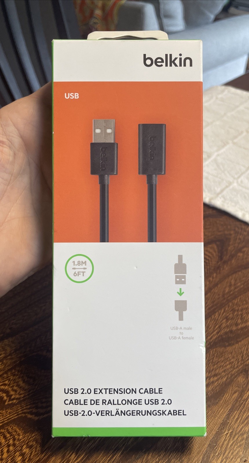 NEW Belkin USB Cable 2.0 Extension, 6ft/1.8M