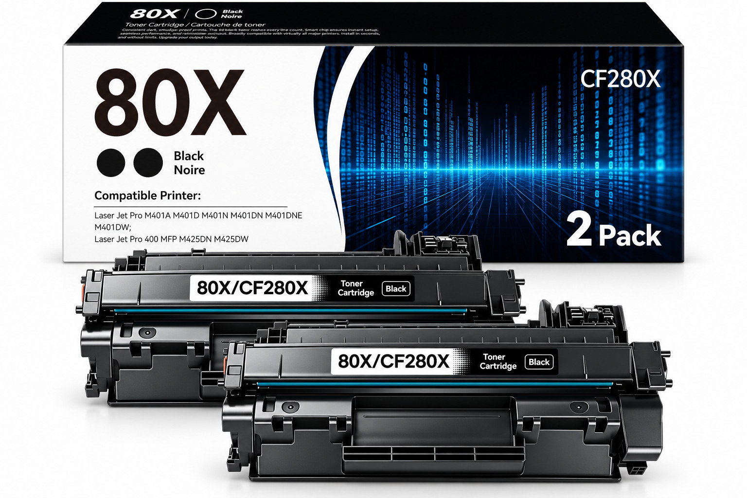 80X Toner Cartridge High Yield Replacement for Laser Jet Pro 400 MFP M425DW