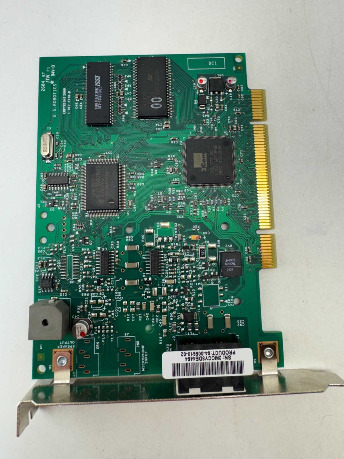 Vintage U.S. Robotics 0778 PCI 56K Voice Fax Modem RJ11 Dial-Up Card