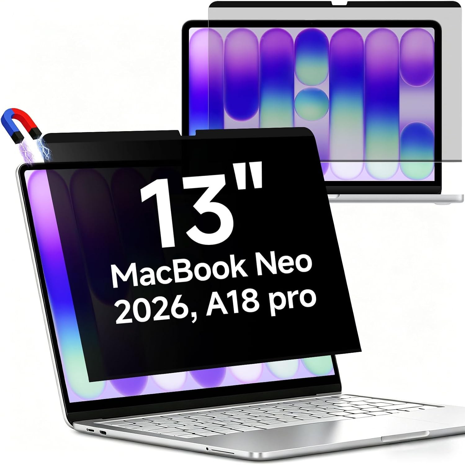 Magnetic Privacy Screen for MacBook Neo 13 Inch, Anti-Glare Blue Light Filter