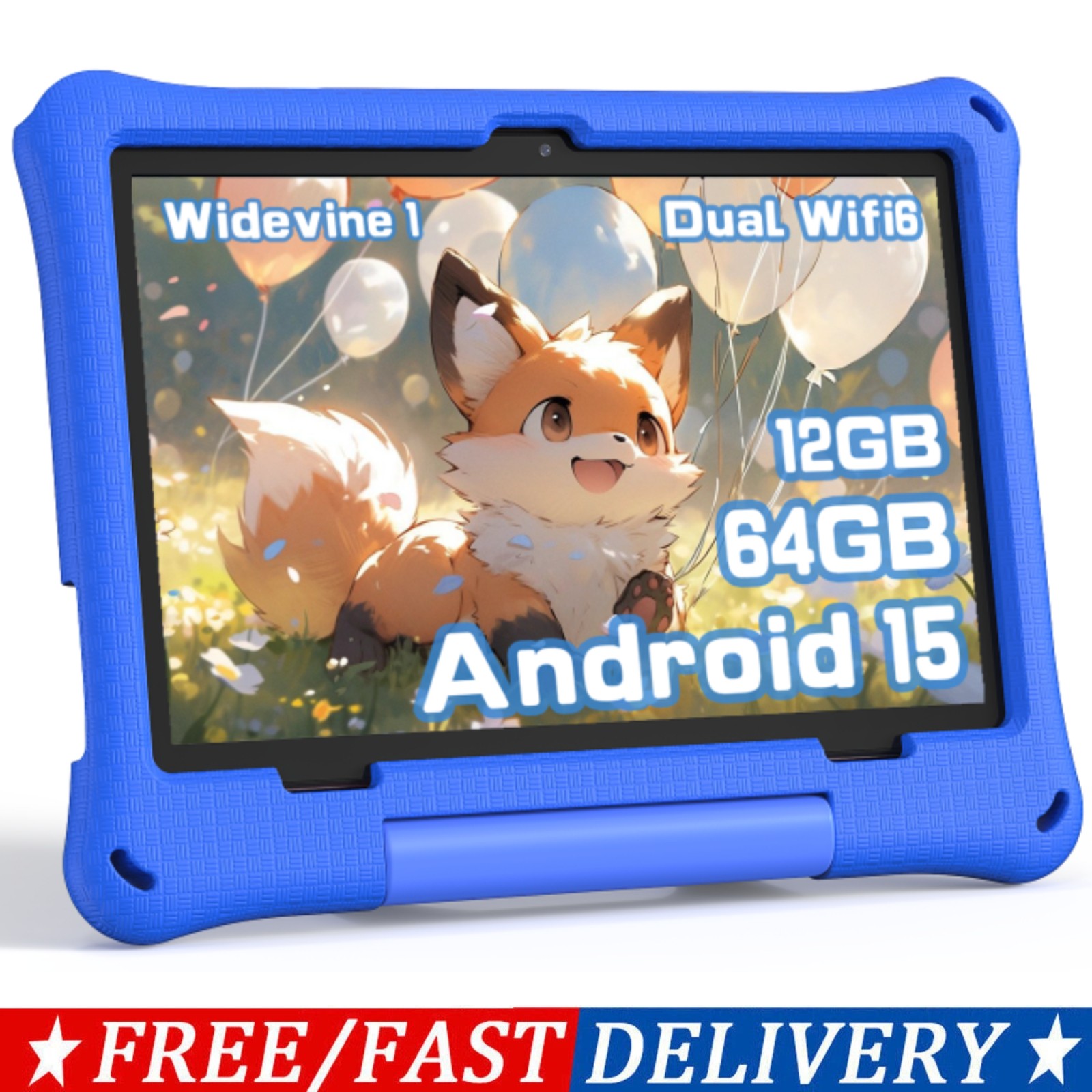 Callsky Kids Tablet 10.1 inch Android 15 Tablet for Kids 12GB+64GB Dual Camera
