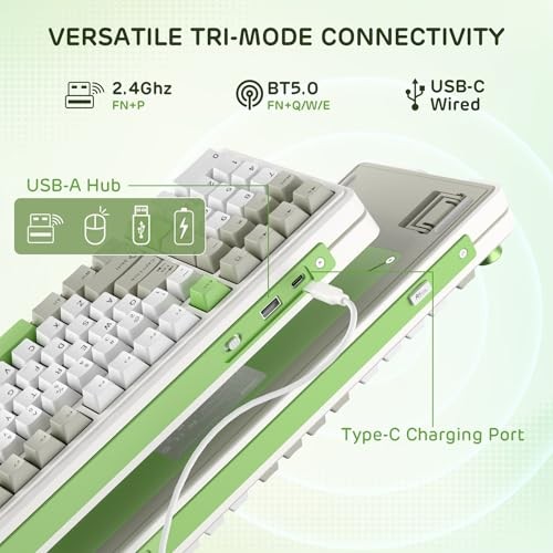 RK ROYAL KLUDGE L98 WIRELESS MECHANICAL KEYBOARD W/LEFT-HANDED -  LEMON GREEN
