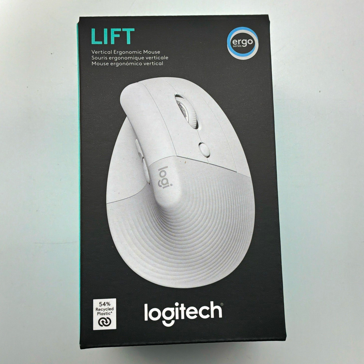 Logitech Lift Vertical Ergonomic Wireless/Bluetooth Optical Mouse White 4000 DPI