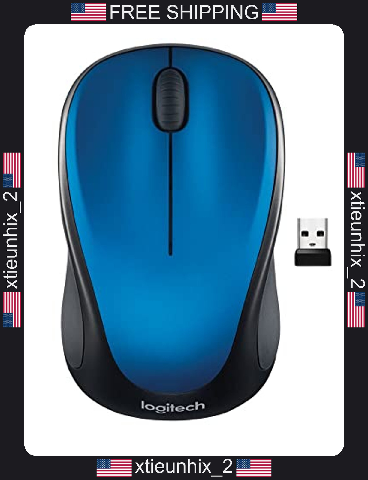 Logitech M317 Wireless Mouse Blue Compact Ambidextrous 2.4 GHz
