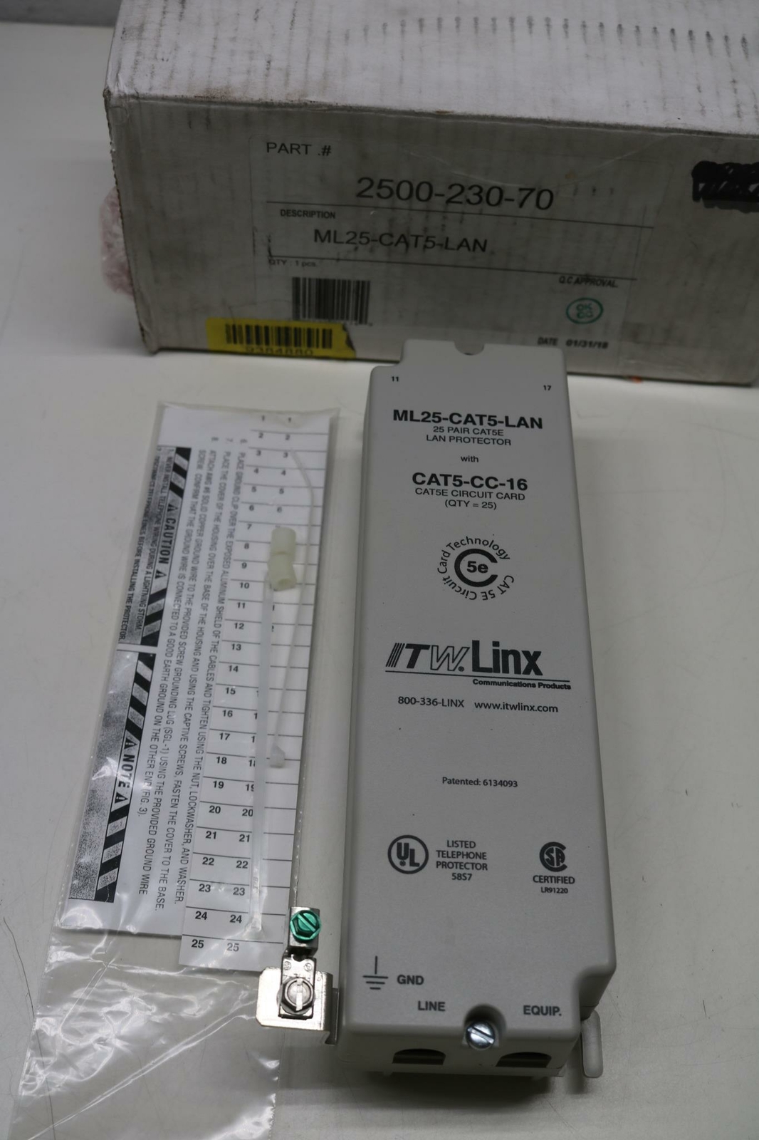 ITW Linx MultiLine Panel Surge Protector Cat 5E ML25-CAT5-LAN 25 Pair