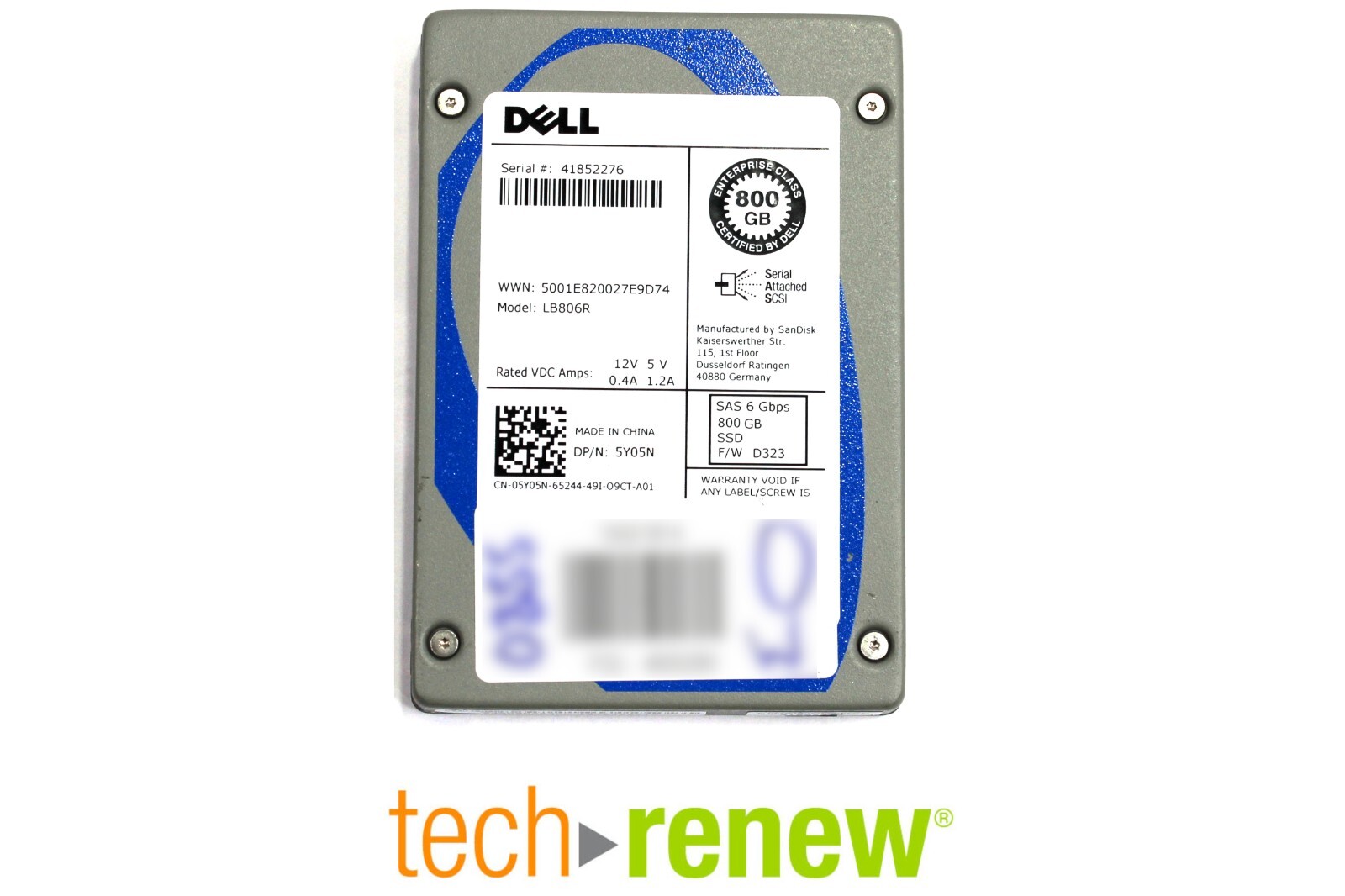 Dell SanDisk 800GB SSD | Read Intensive | MLC 2.5in SAS 6G | DP/N 5Y05N | LB806R