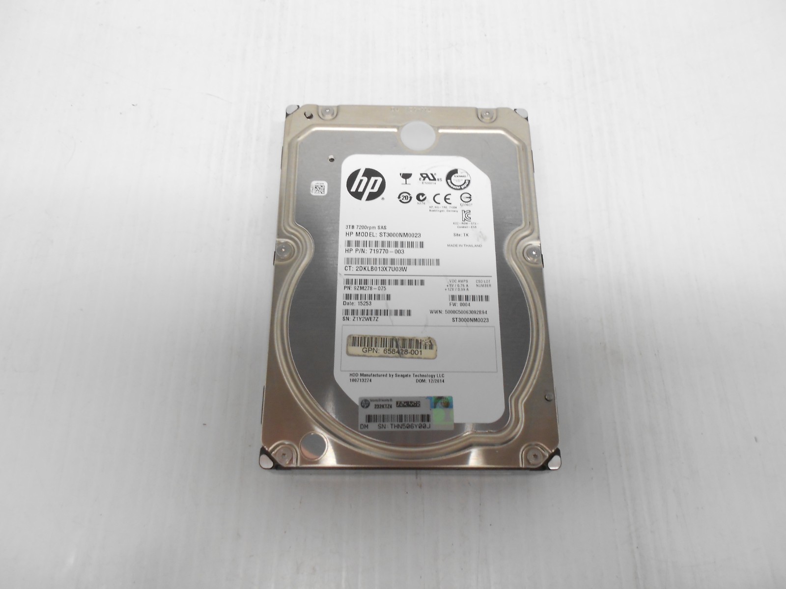 HP 3TB 7.2K 6G SAS Server Storage 3.5" Hard Drive 719770-003 658428-001 9ZM278