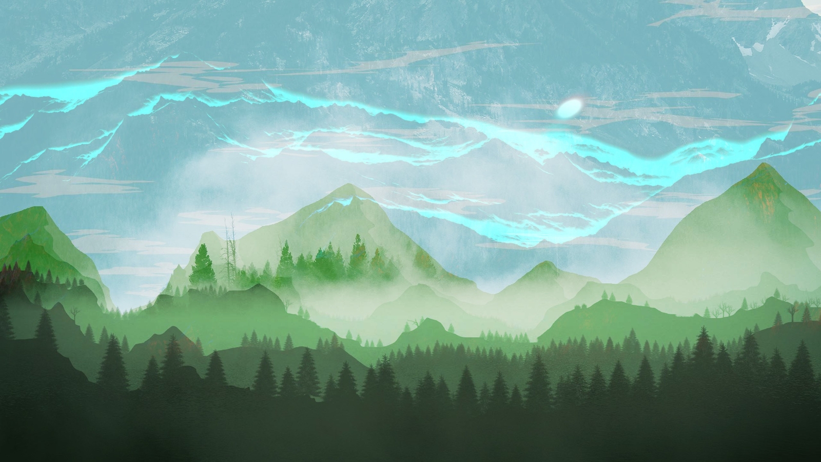 Landscape trees nature sky double exposure green Custom Gaming Mat Desk
