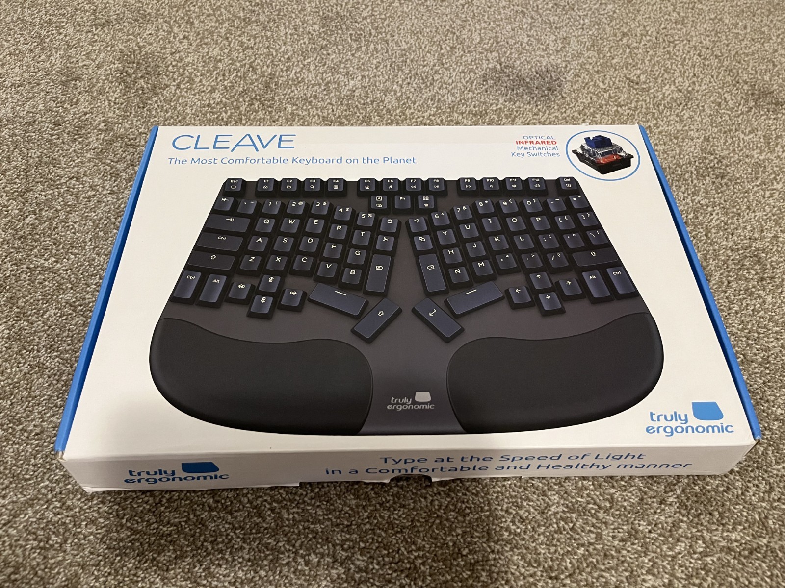 Truly Ergonomic Cleave Keyboard - Clicky Optical Mechanical Switches