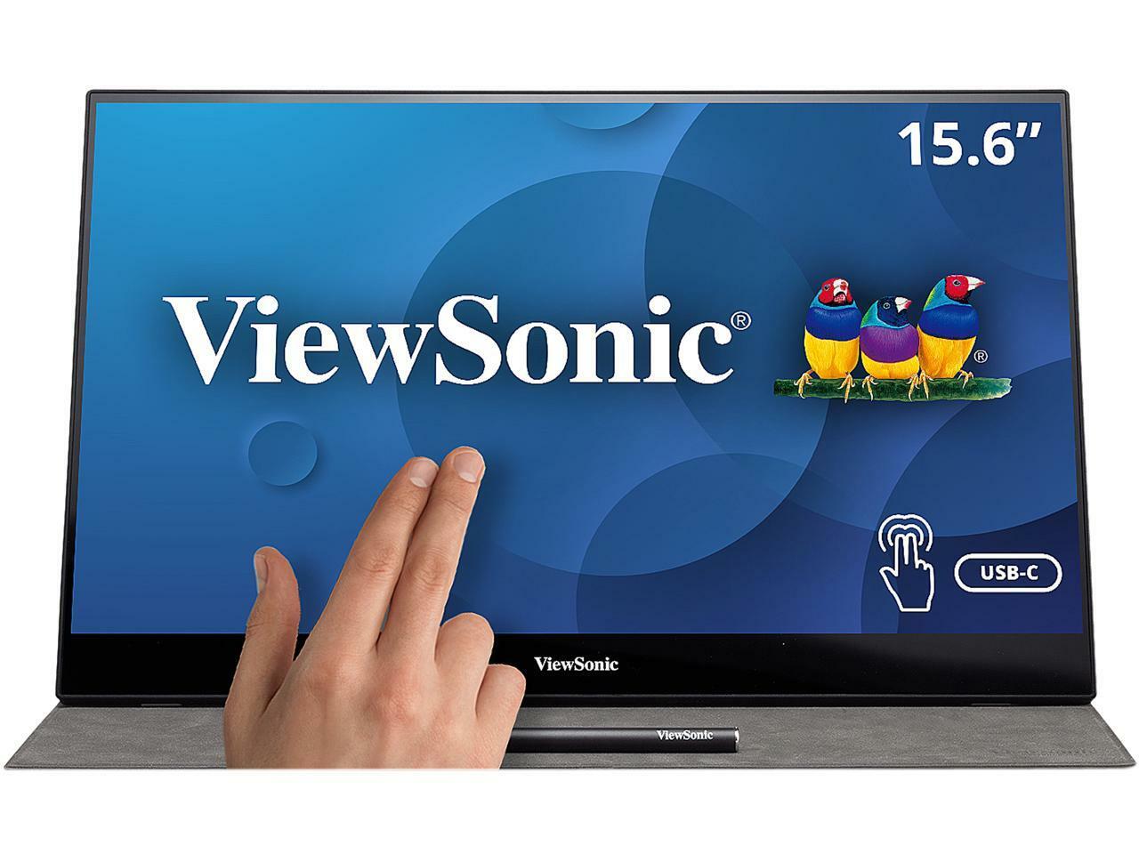 ViewSonic TD1655 15.6 Inch 1080p Portable Monitor with IPS Touchscreen, 2 Way Po