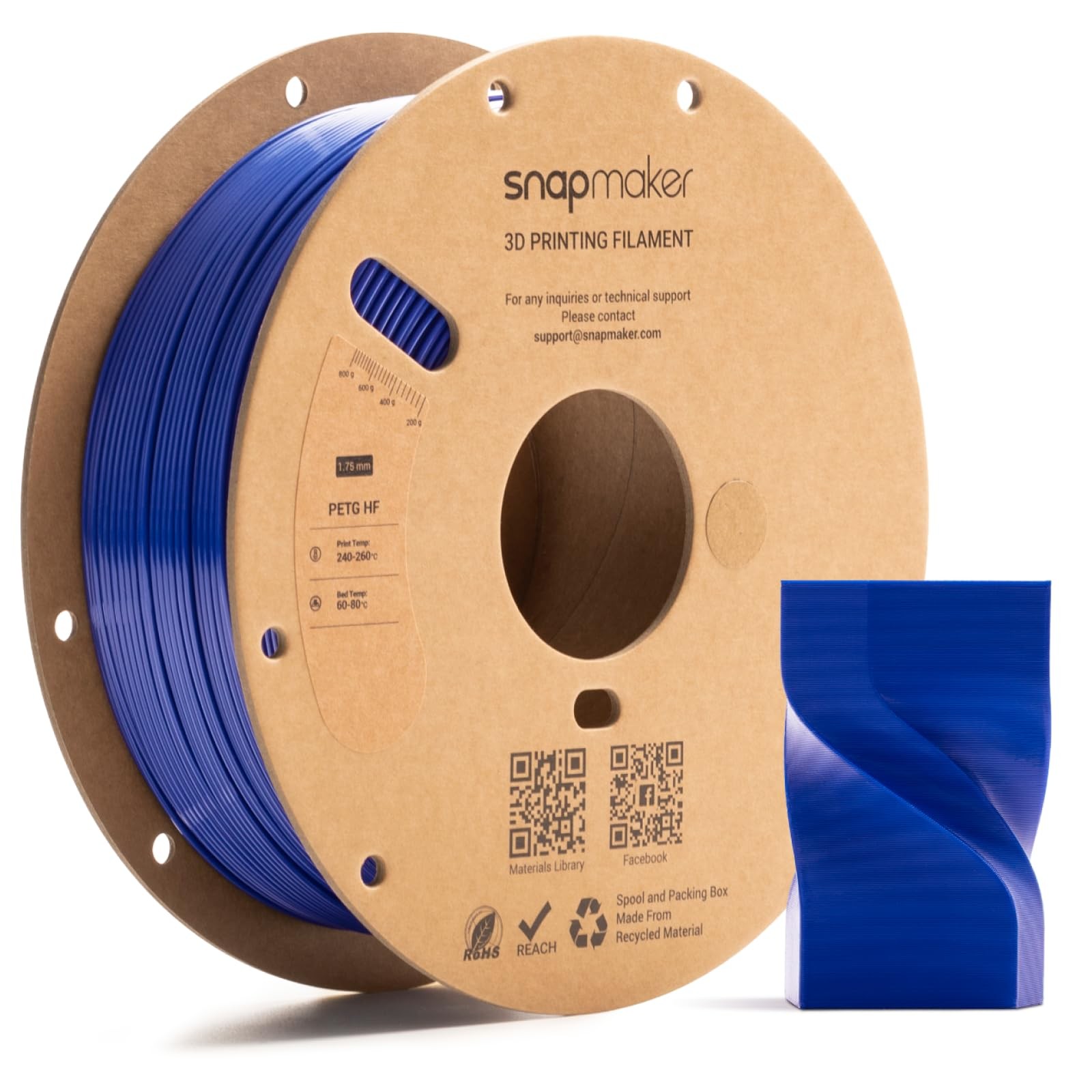 Snapmaker PETG Filament 1.75mm,PETG HF 3D Printer Filament 1kg(2.2lbs) | High...
