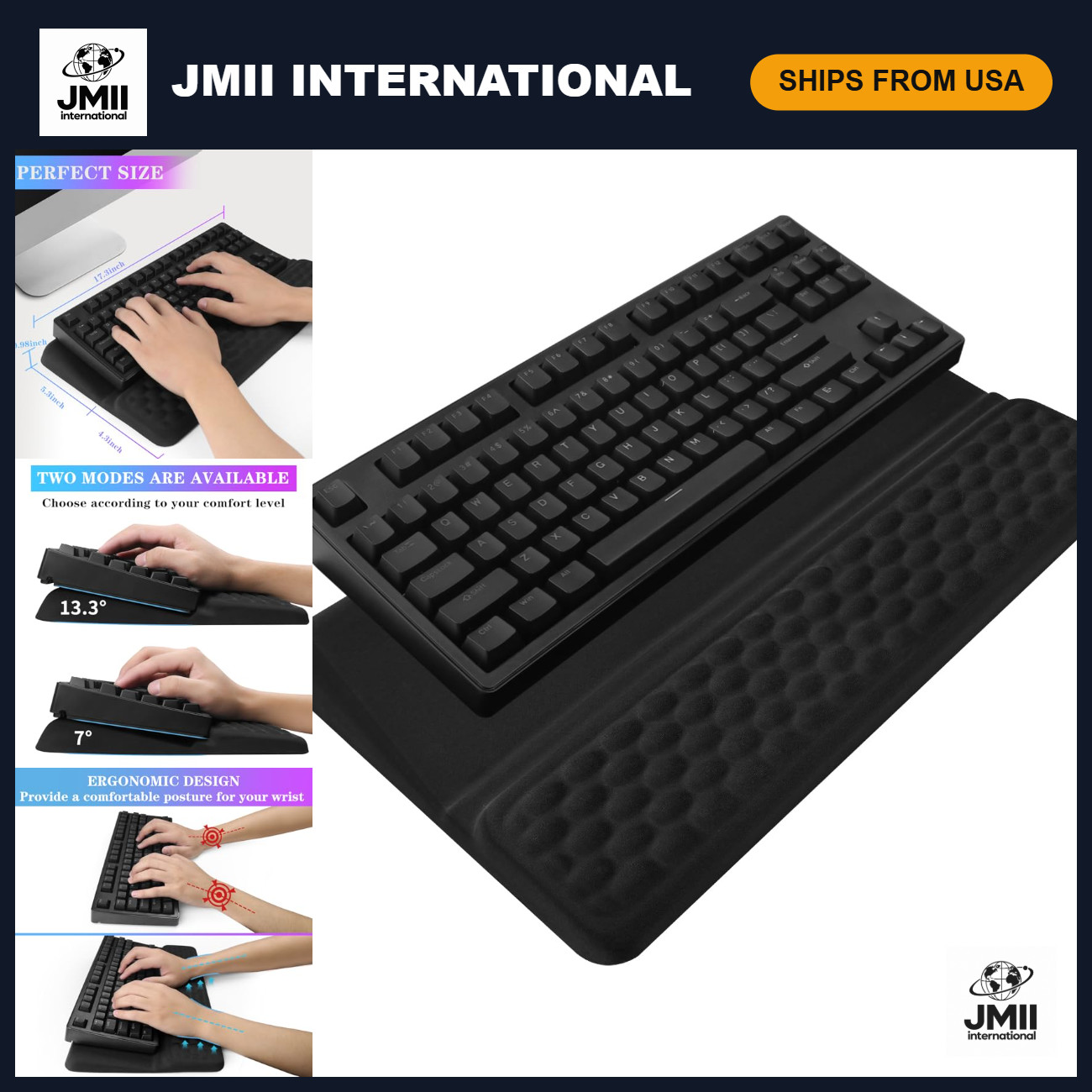 Ergonomic Keyboard Stand with Wrist Rest - Adjustable Tilted Riser Tray for Home