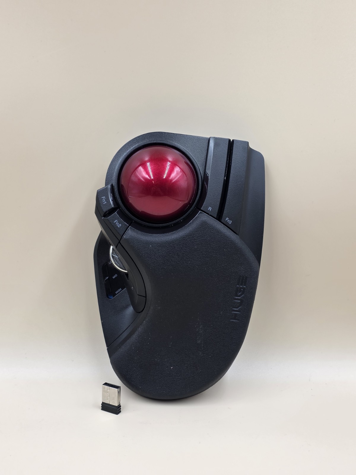 Elecom Huge Trackball Mouse M-HT1DR Wireless Black Red Ergonomic W/ Dongle