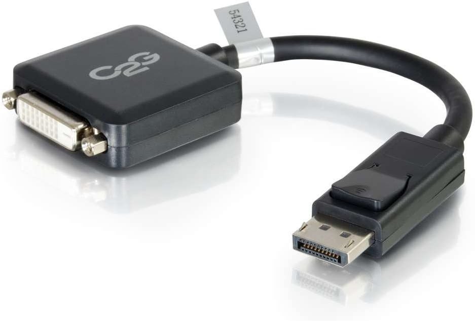 C2G 8 Inch Display Port Male to DVI-D Female Adapter Converter Black