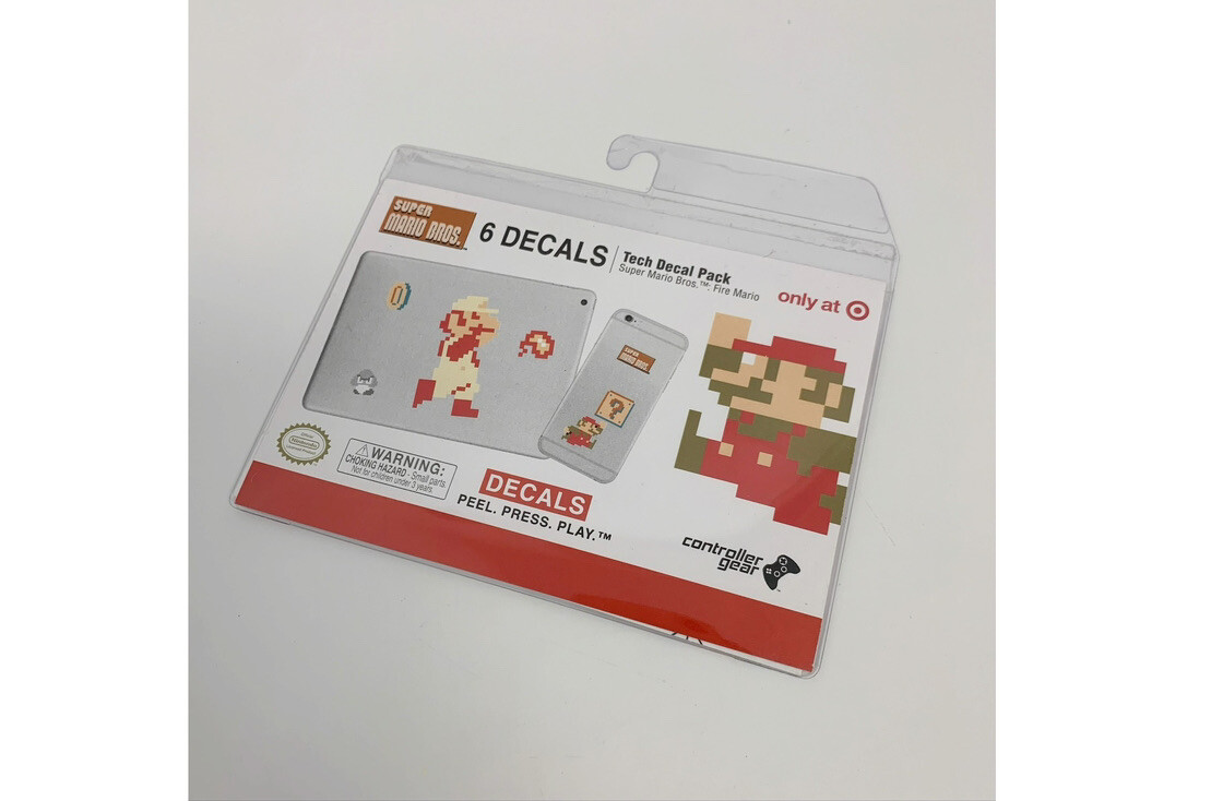 Super Mario Bros Gaming Tech 6 Decals Dungeon Fire Mario, New