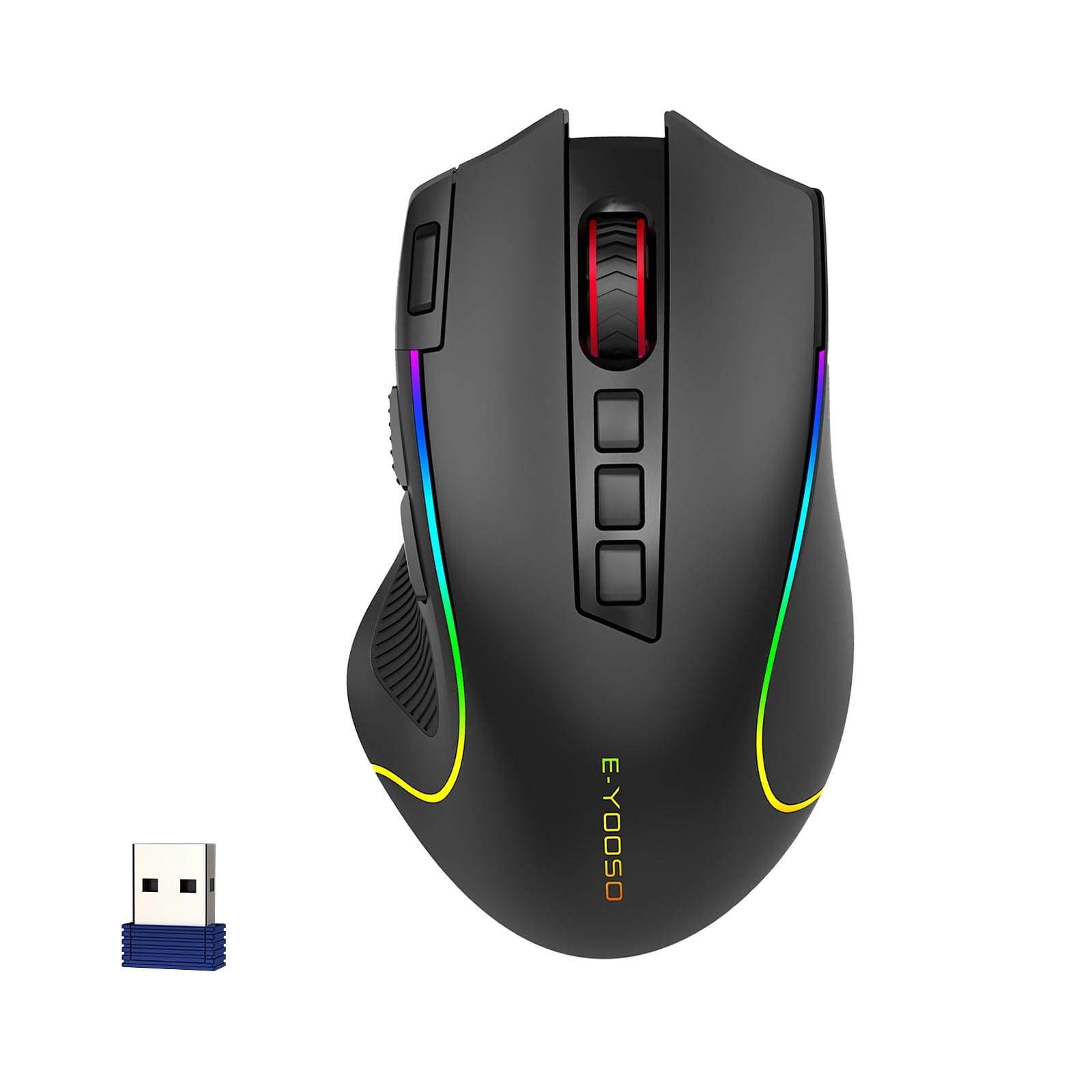 E-YOOSO Premium Wireless Bluetooth Versatile Mouse,8000 DPI,6 RGB Black