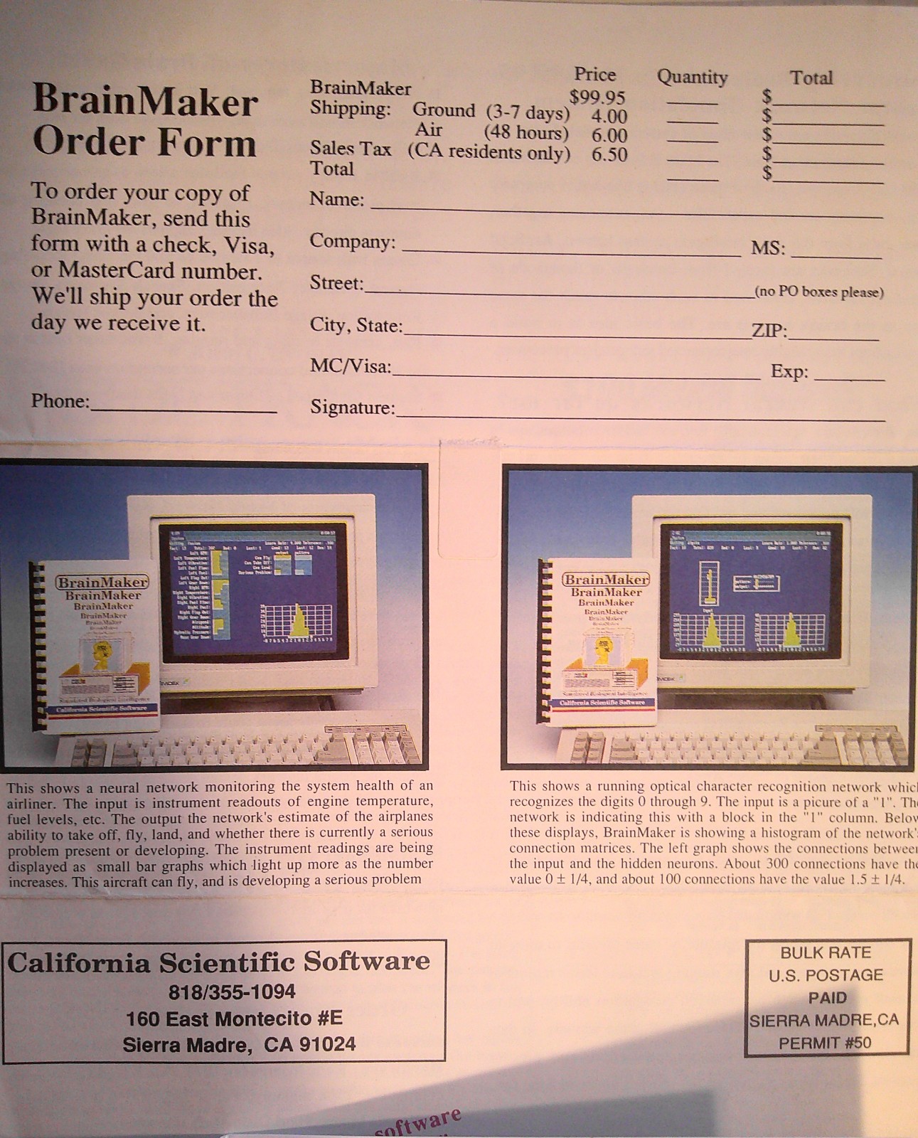 [Artificial Intelligence] BrainMaker Neural Network Simulation System promo 1989
