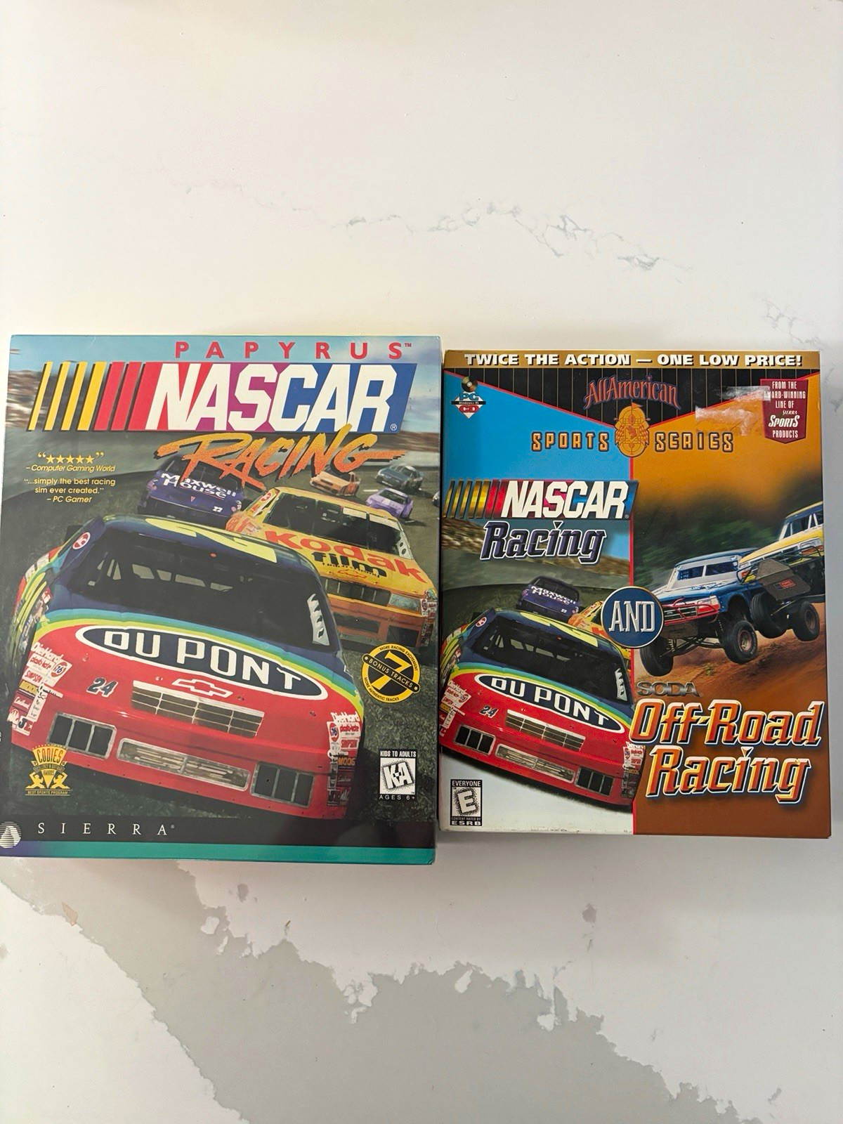 Vintage PC Racing Game Lot - Papyrus NASCAR Racing & SODA Off-Road Racing Big BX