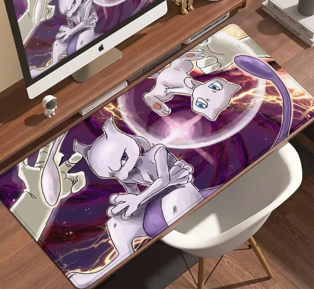 Mewtwo and Mew Psychic Energy Pokemon Extended Gaming Desk Mat Mouse Pad