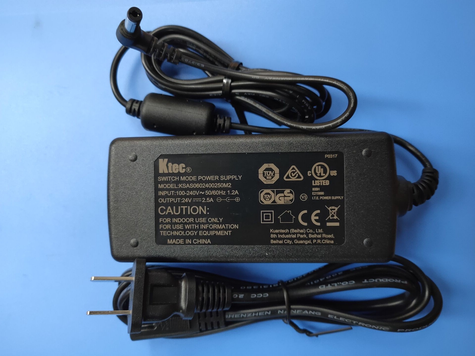 Genuine ktec KSAS0602400250M2 Switching Adapter 24V 2.5A Power Charger