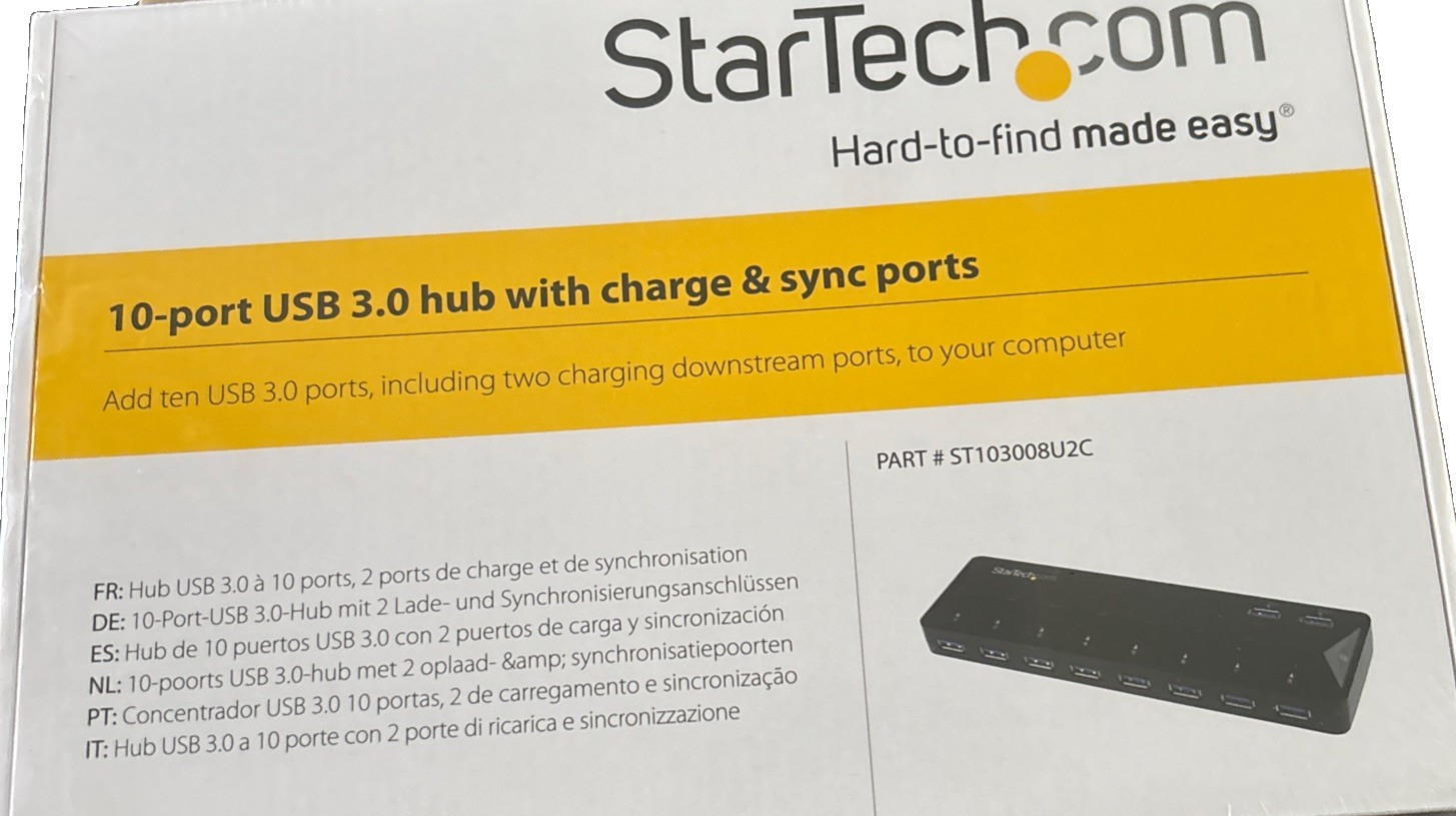 StarTech.com 10-Port USB 3.0 Hub with Charge and Sync Ports - 2 x 1.5A Ports~10-