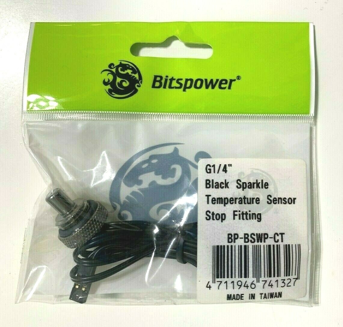 NEW Bitspower G1/4" Temperature Sensor Stop Fitting "Black Sparkle" BP-BSWP-CT