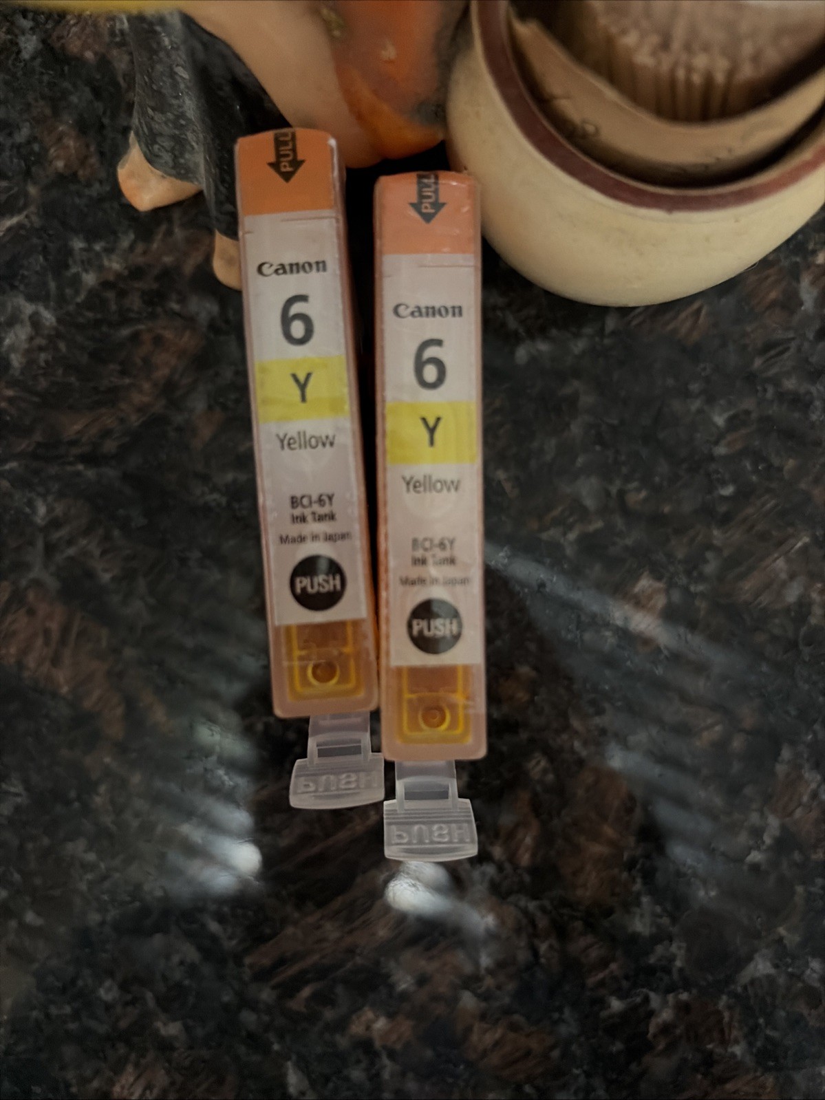Two Canon BCI-6Y Yellow Ink Cartridge Ink Jet Brand New Factory Sealed No Box