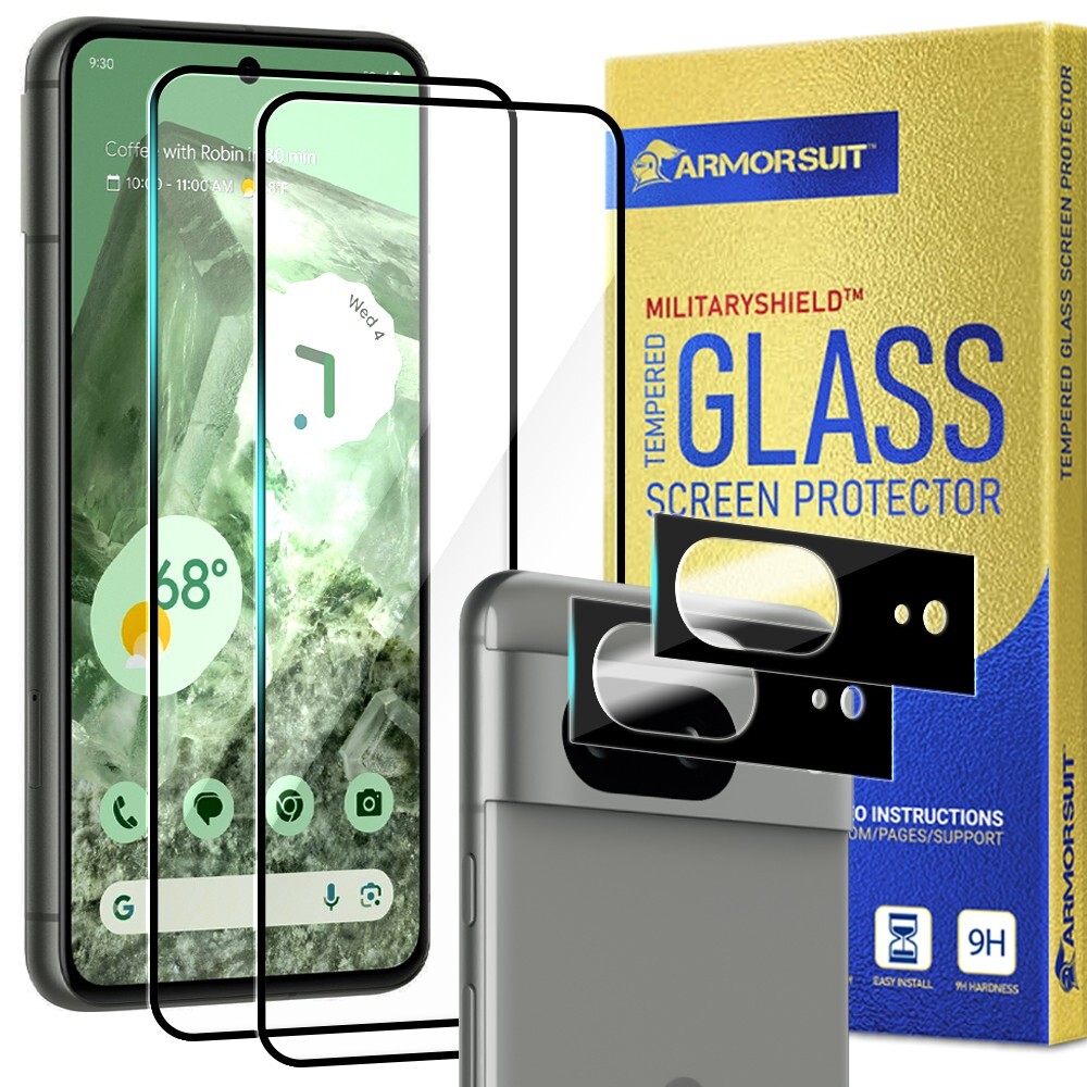 [2 +2 Pk] ArmorSuit Google Pixel 8 2023 Tempered Glass Screen + Camera Protector
