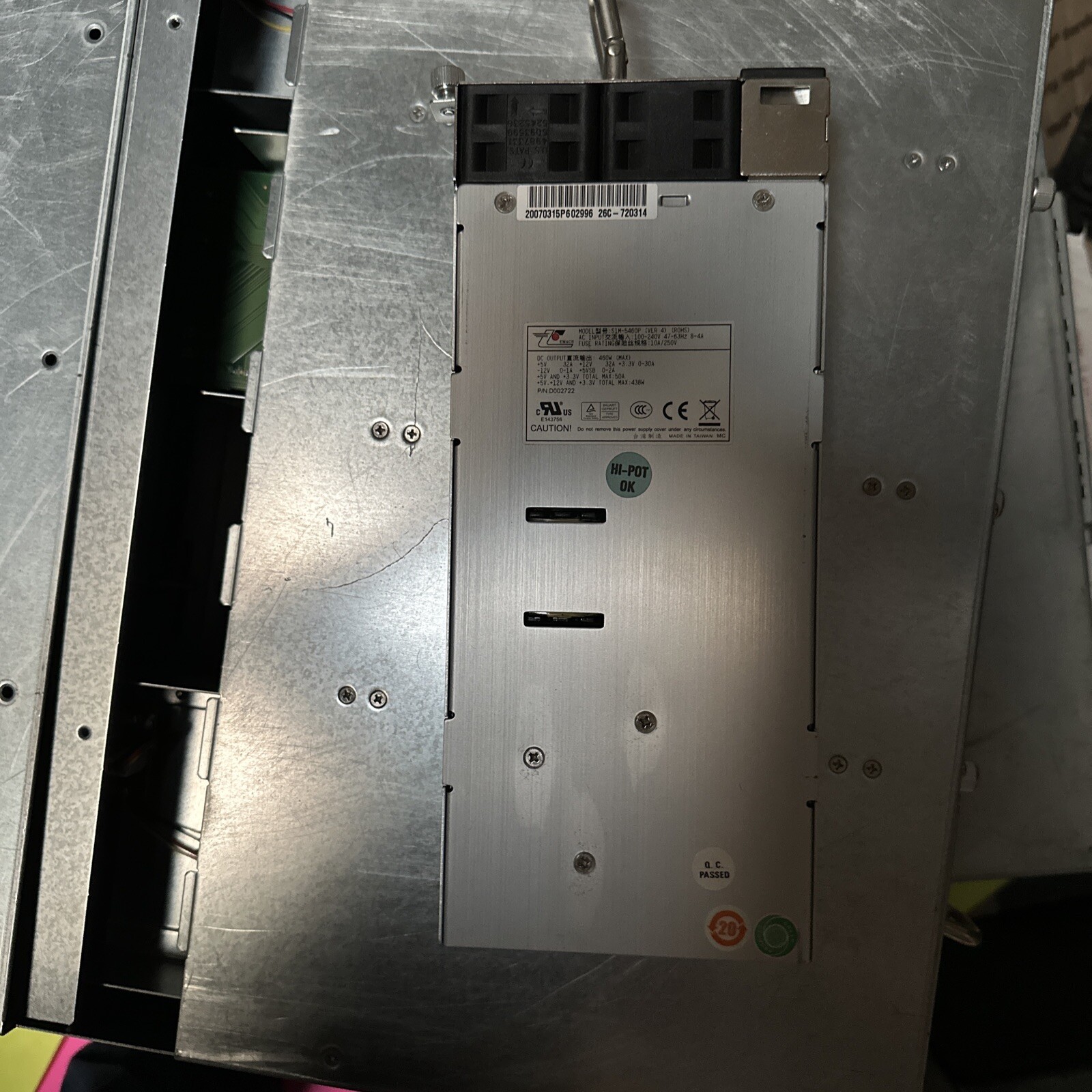 Emacs ZIPPY S1M-5460P SIM-5460P 460W disk array redundant power supply