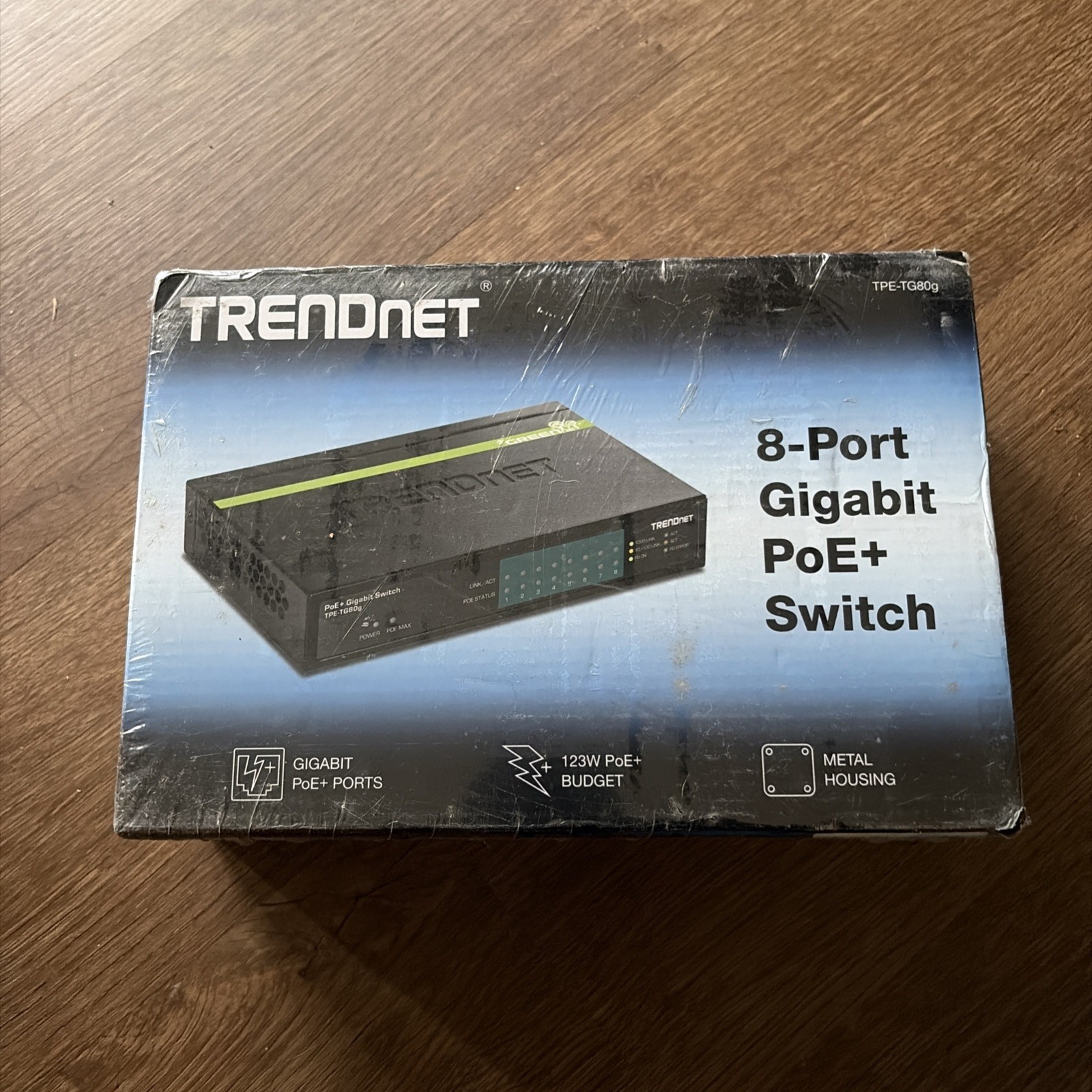NIB TRENDNET -8-Port Gigabit PoE+Switch-TPE-TG80g NEW SEALED 